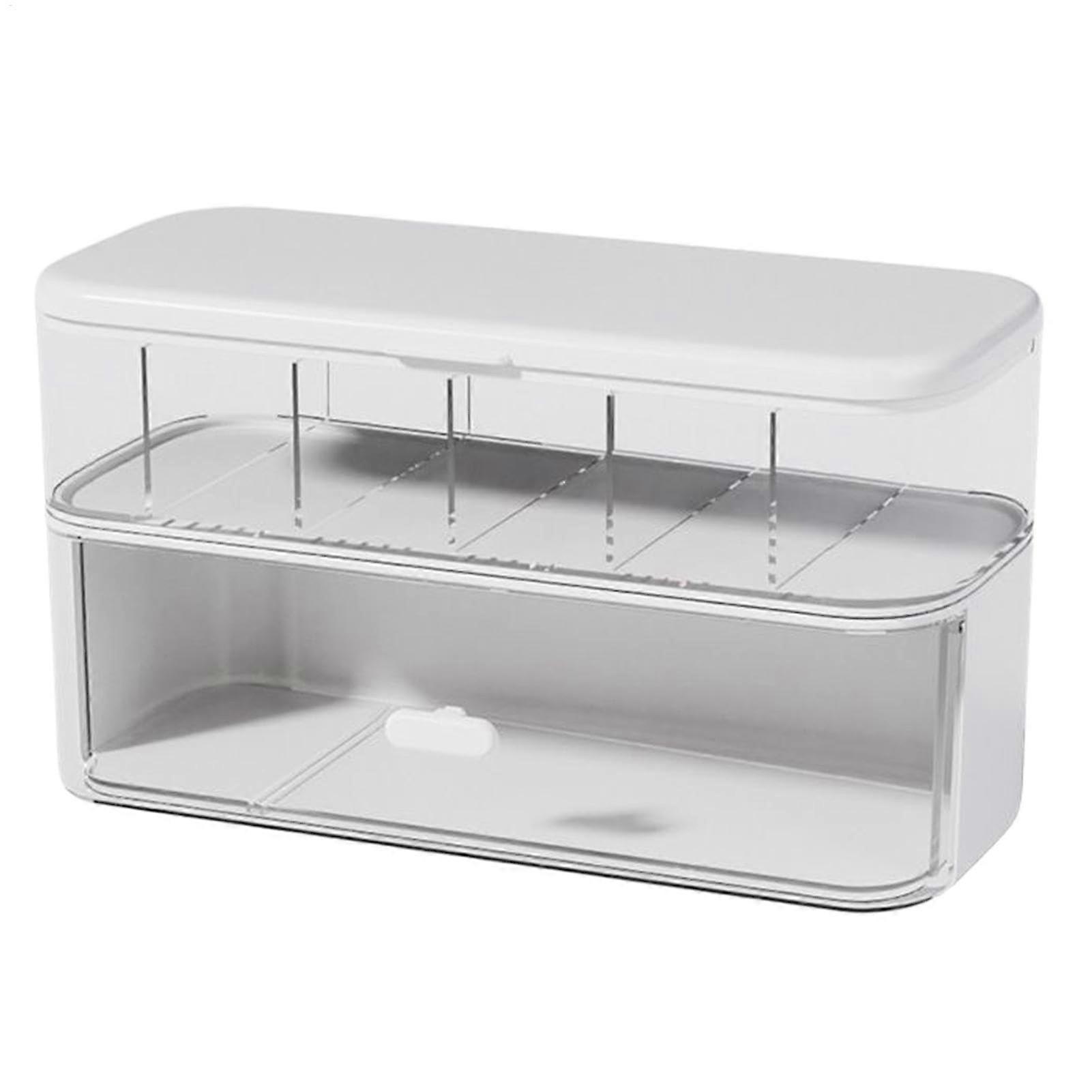 Cable Box, Transparent Wire Organiser Box, Cable Management Box with Compartments, White