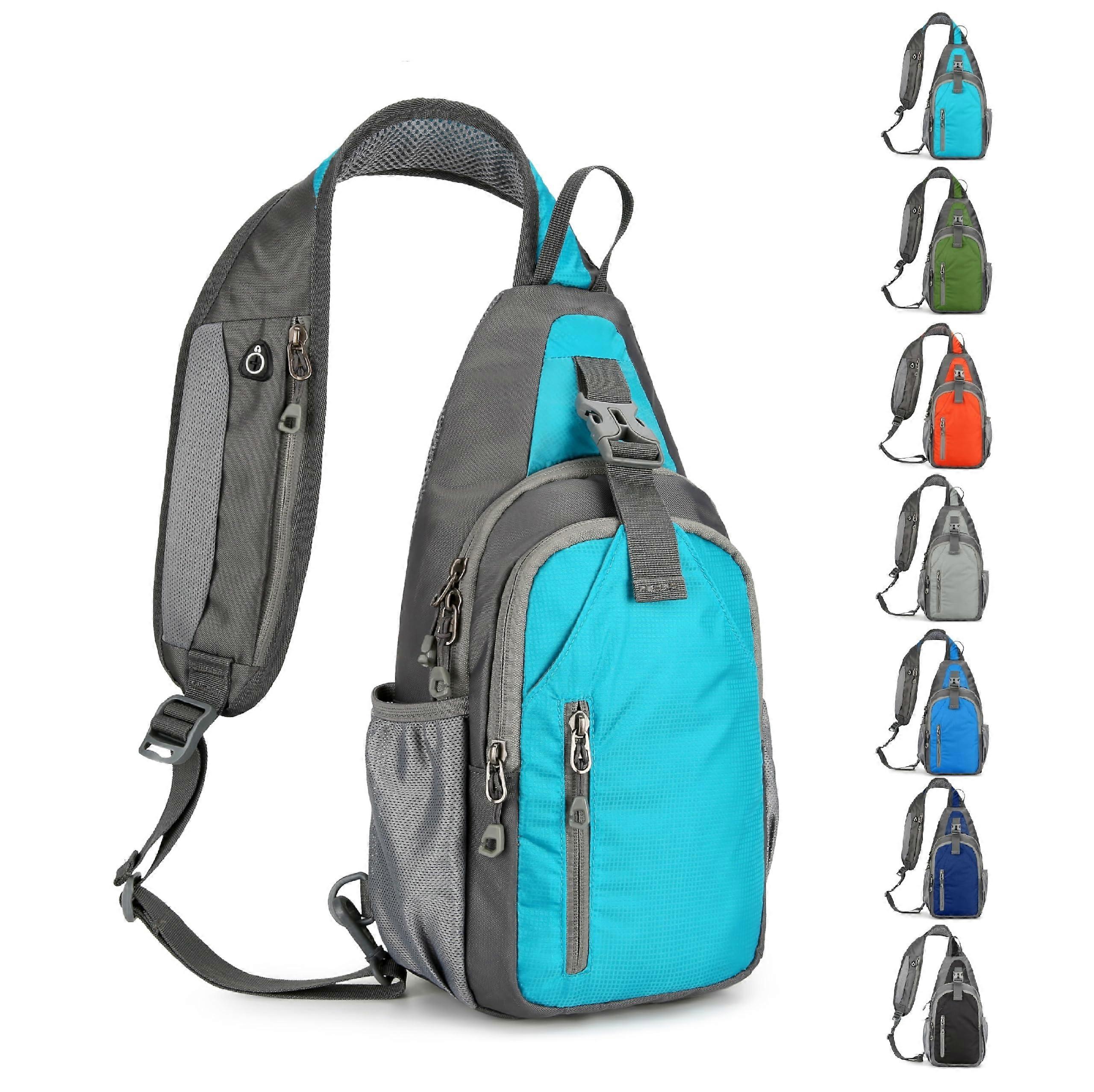 Small Crossbody Backpack Hiking Casual Daypack Adjustable Strap Multiple Pockets for Travel Lake Blue / Sea Blue
