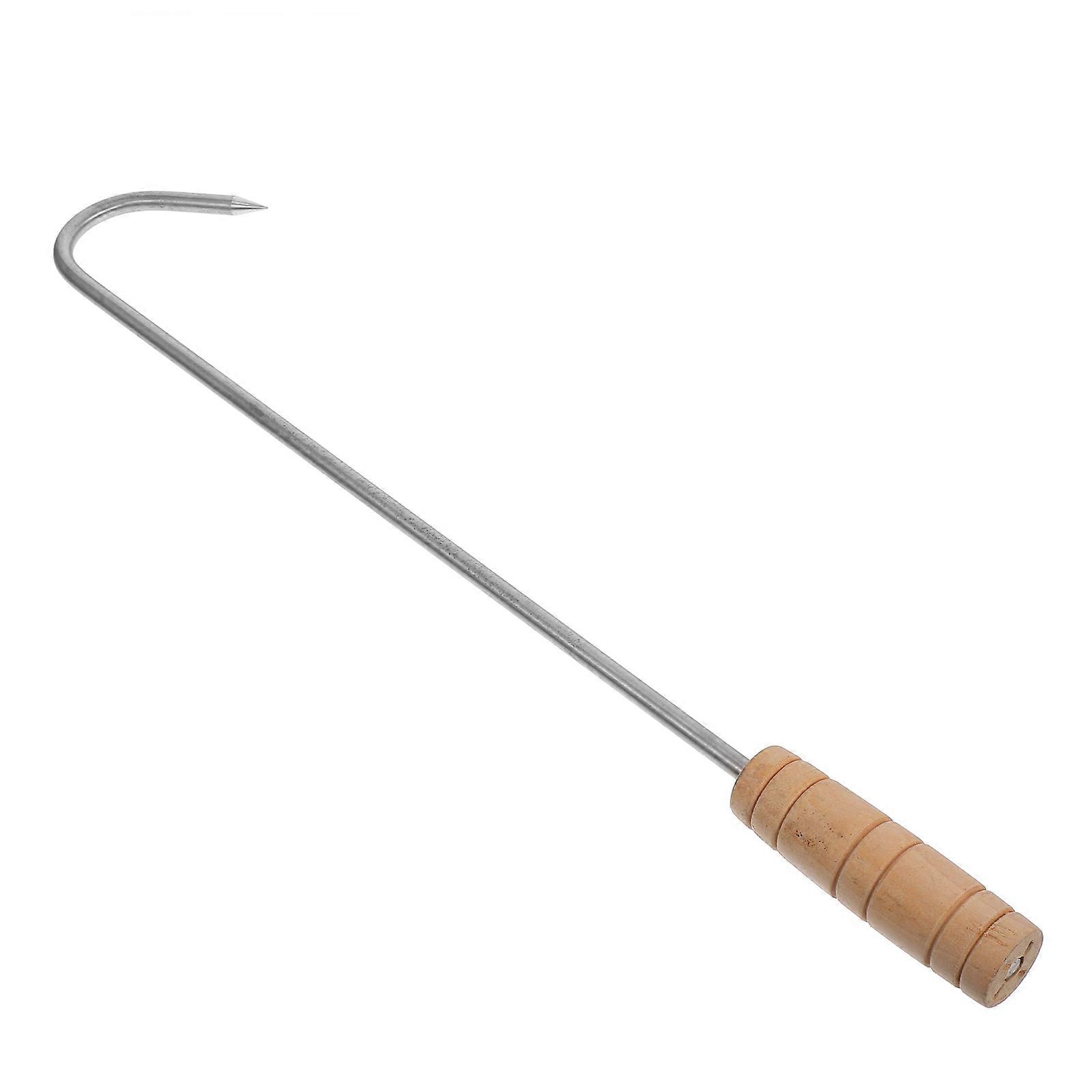 Wooden Handle BBQ Meat Turner and Puller Stainless Steel MultiUse Tool for Outdoor Cooking 12.5 Inches