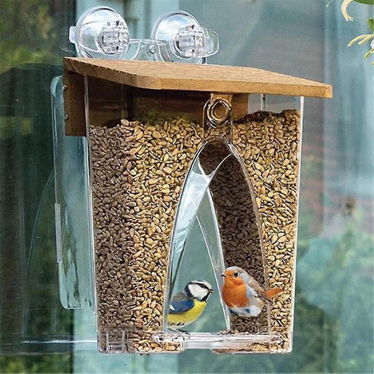 SNQTV-Beautiful Arch Window Wild Bird Feeder With Huge 4lbs Capacity & Ultra Strong Dual Suction Technolo