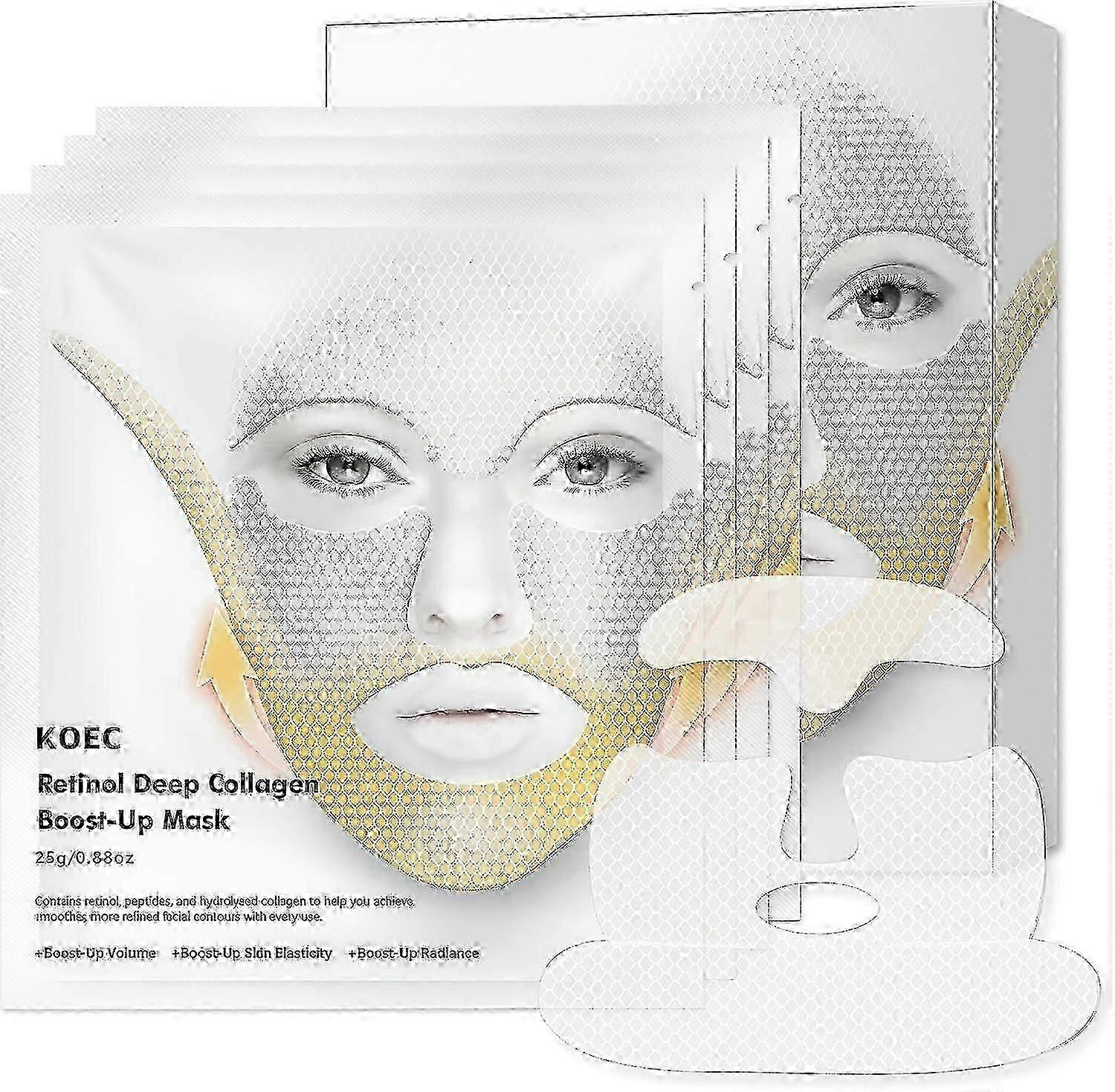 Deep Collagen Retinol Tension Face Mask - Anti-aging Boost Up Lifting Treatment Mask For V-line, Smile Line Forehead Wrinkles