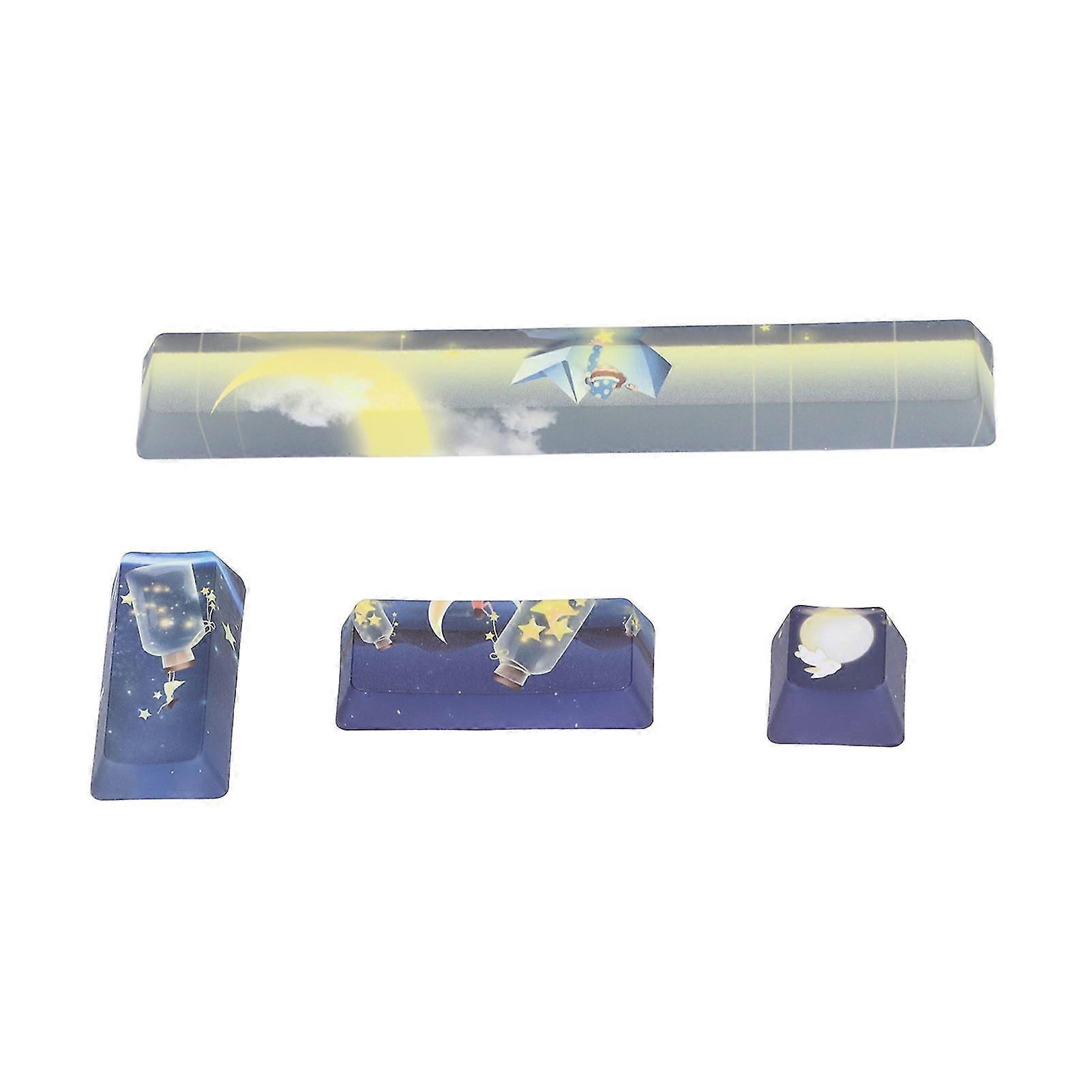 4 pcs Custom Keycaps Bright Colors Interesting Patterns DIY Replacement Parts for Mechanic