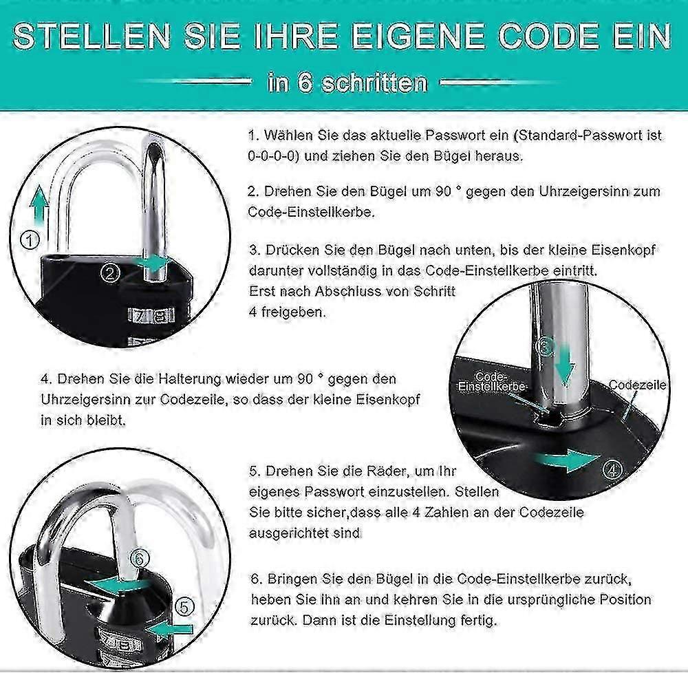 Padlock Combination Lock With Long Shackle. Lock Number Code 4 Digits. Numbers