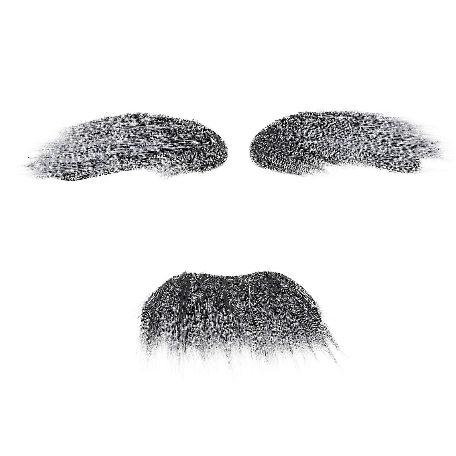 Realistic Self Adhesive Fake Beard and Eyebrow Set for Halloween Cosplay, Parties, and Masquerades – Grey Costume Accessory for Celebrations