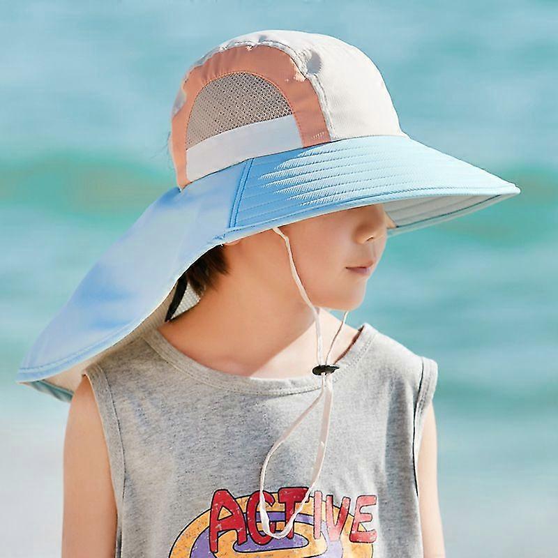 Kids Sun Hat with Wide Brim, UPF50+ UV Protection, Unisex Round Top Design, Fits Head Circumference 48-54cm for Ages 3-10