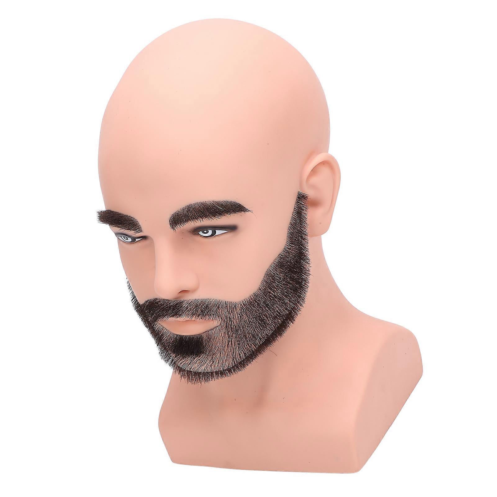 Realistic Male Bald Mannequin Head with Full Beard and Eyebrows