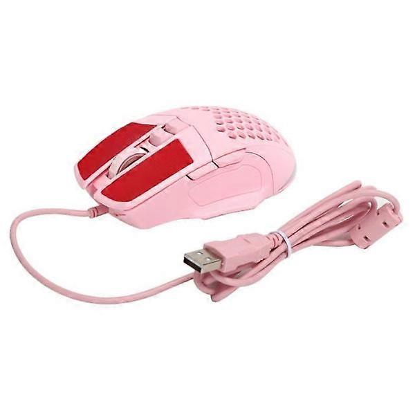 HURRISE USB Mouse Wired Mouse 6400DPI with 6 Color Changing Backlight Computer PC Mouse Pink M4