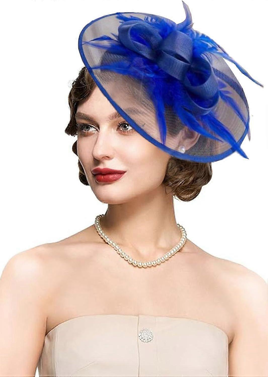 Women Fascinator Flower Feathers Hat Tea Party for Derby Cocktail Wedding