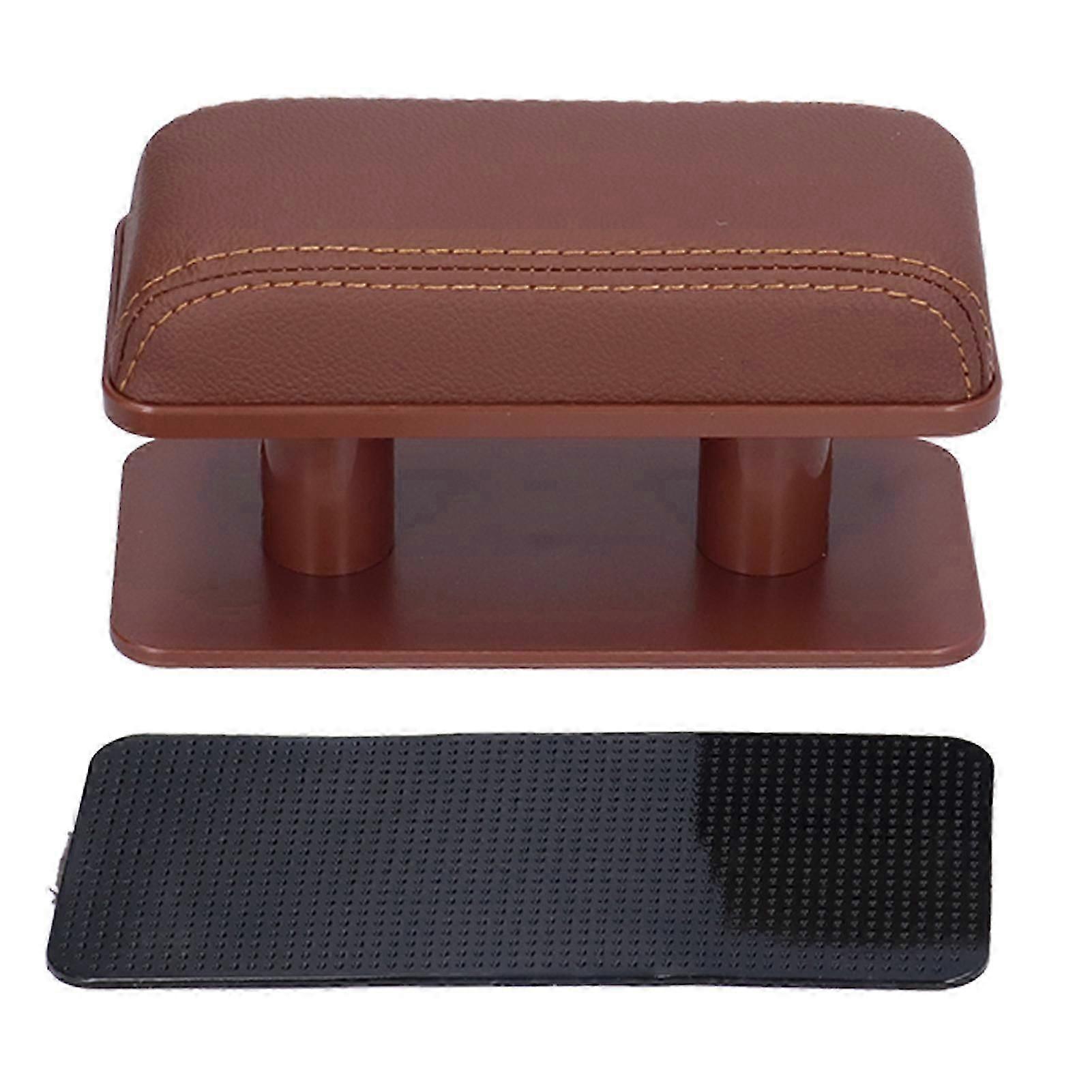 Car Adjustable Armrest Left Elbow Support Bracket Pad AntiFatigue AntiSlip Automobile Inside Modification(Brown )