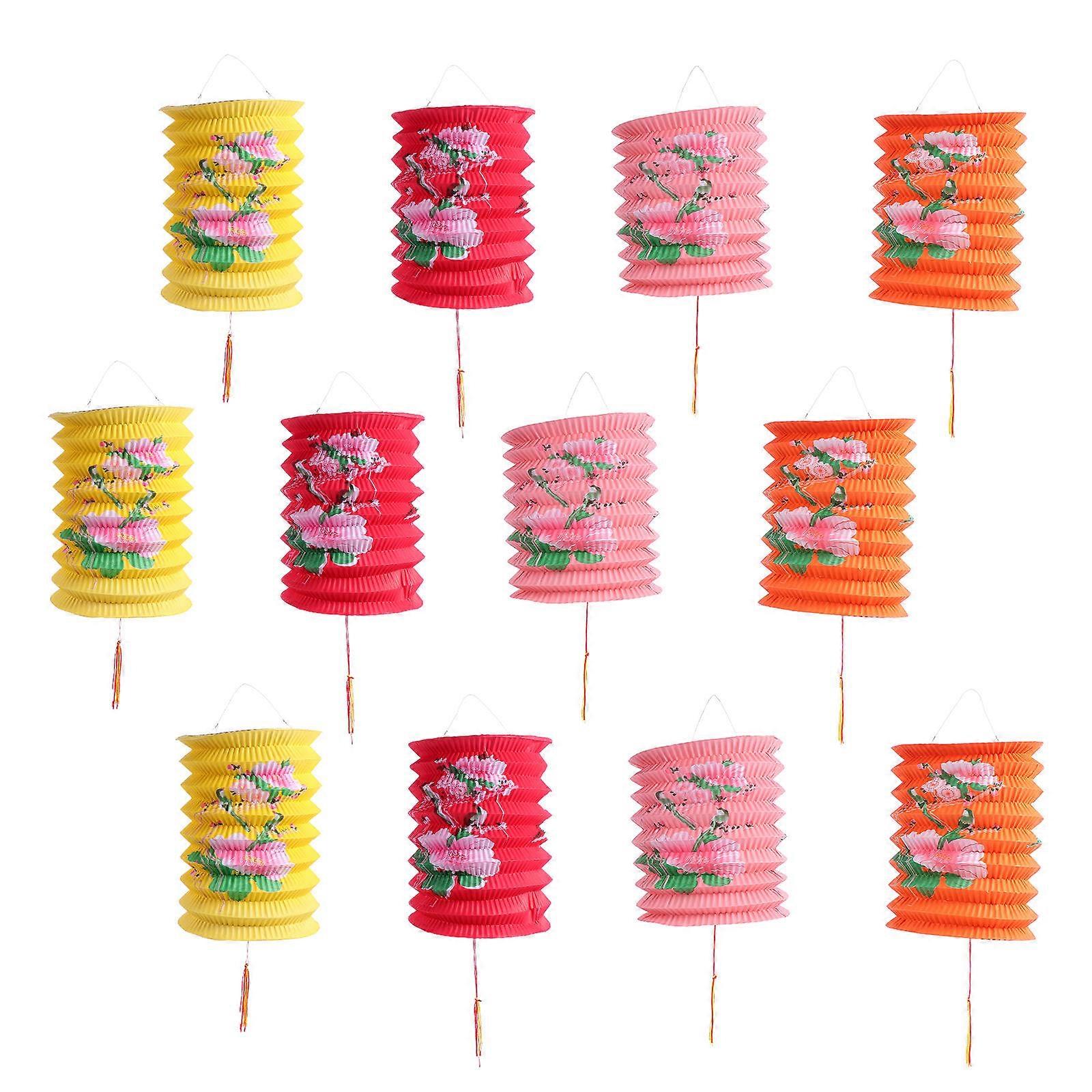 Chinese New Year Paper Lanterns for Decor Assorted Party Festive Warm Atmosphere 12pcs