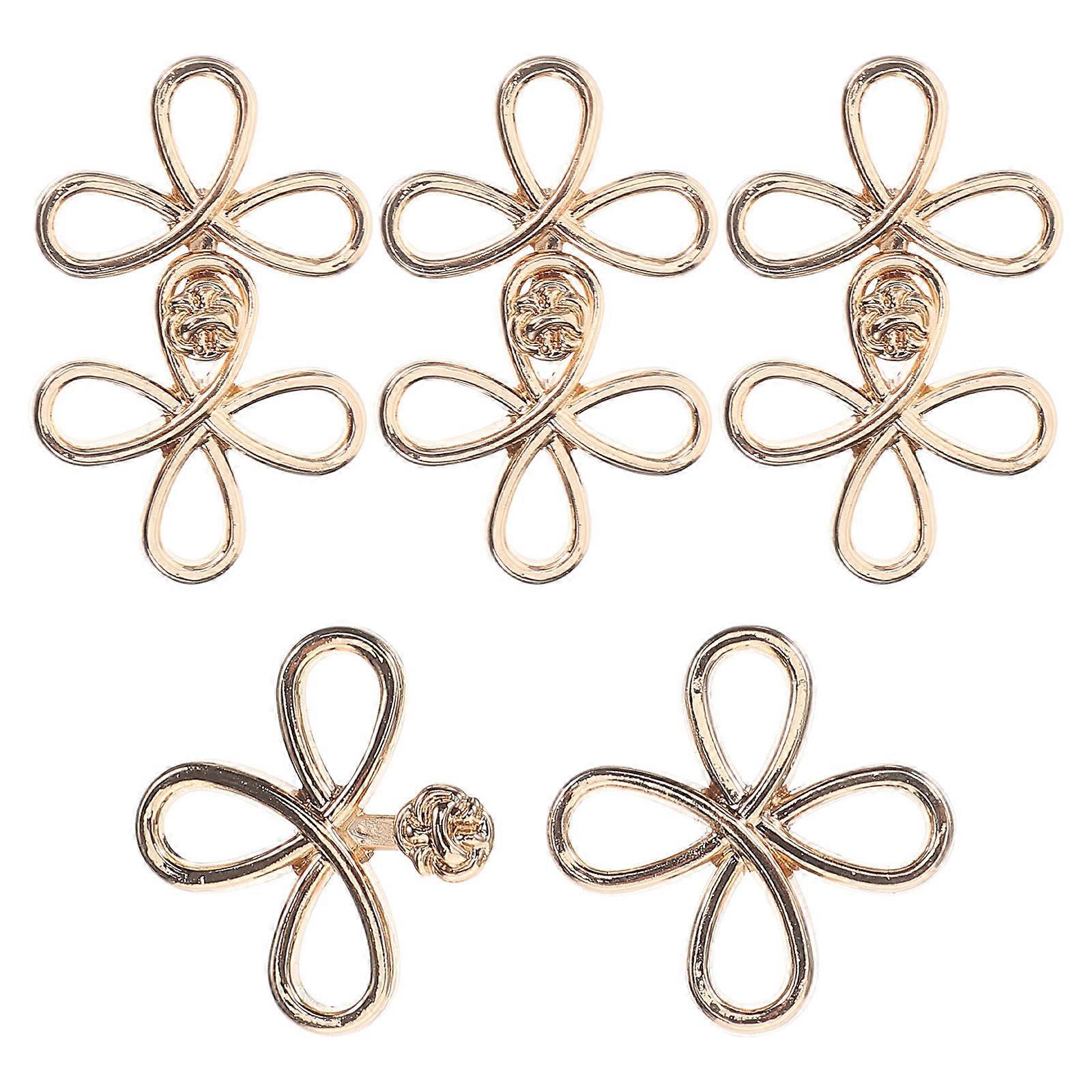 Metal Chinese Style Buttons for Sewing with Decorative Design 4Pairs Set