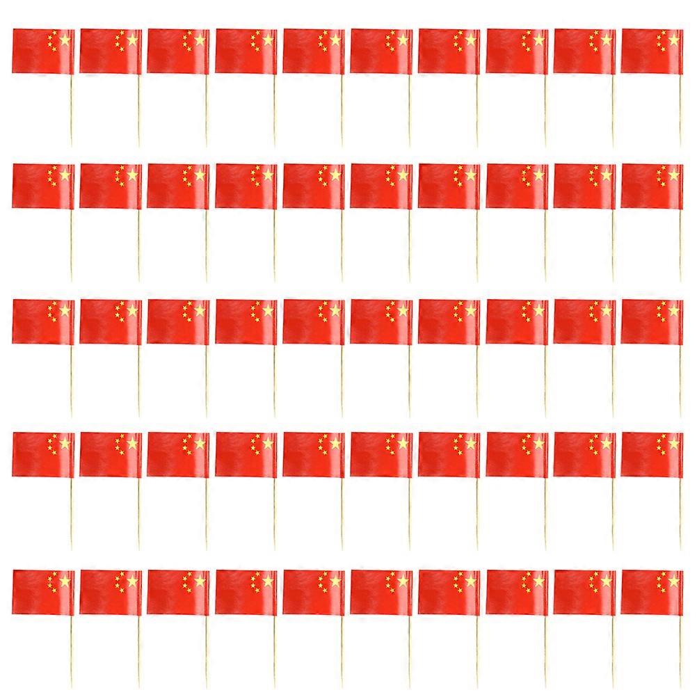 400 Pcs Red National Flag Toothpicks for Party Decorations Cake and Cupcake Toppers Made of Paper and Wood