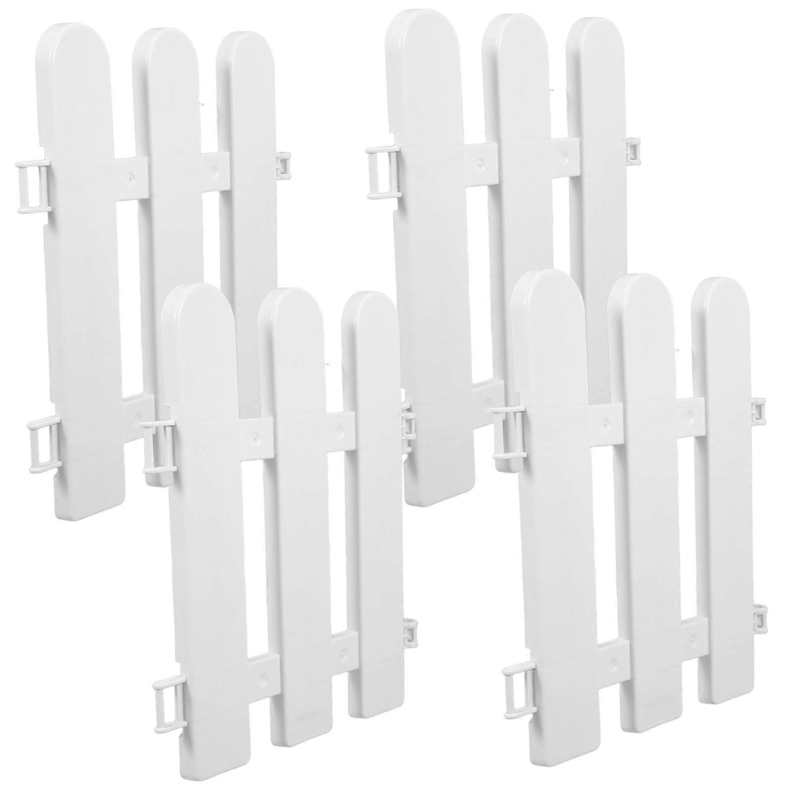 Durable White Plastic Flower Bed Fence for Decoration Easy Installation Versatile Design 4pcs
