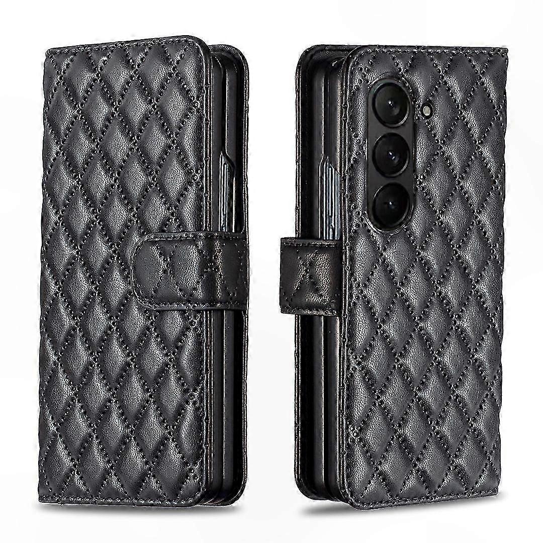Leather Phone Case with Diamond Pattern and Wallet Function