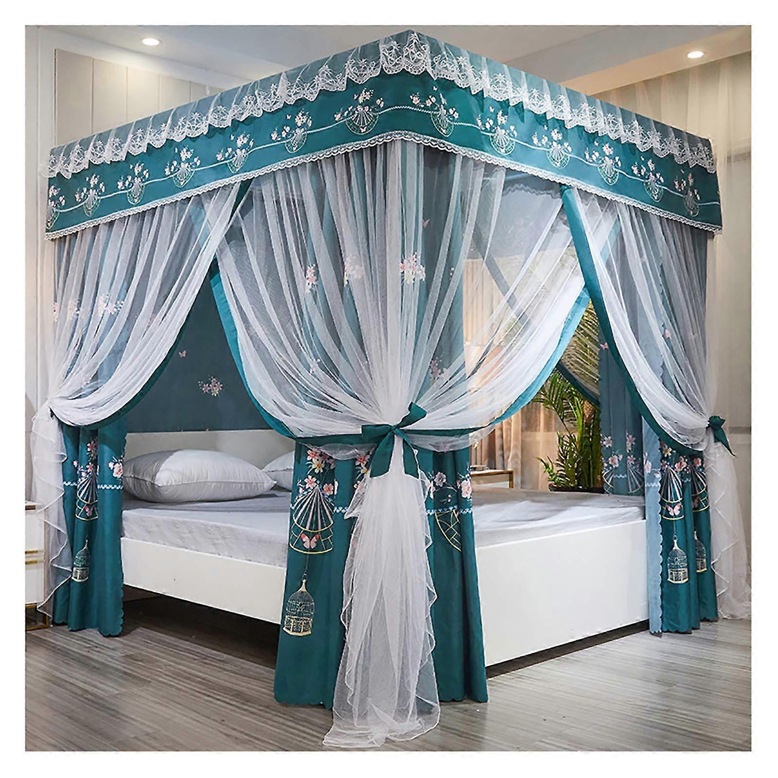 Mosquito Net Princess ThreeSide Openings Post Bed Curtain Canopy Netting 150x200cm For Travel Camping Family Use