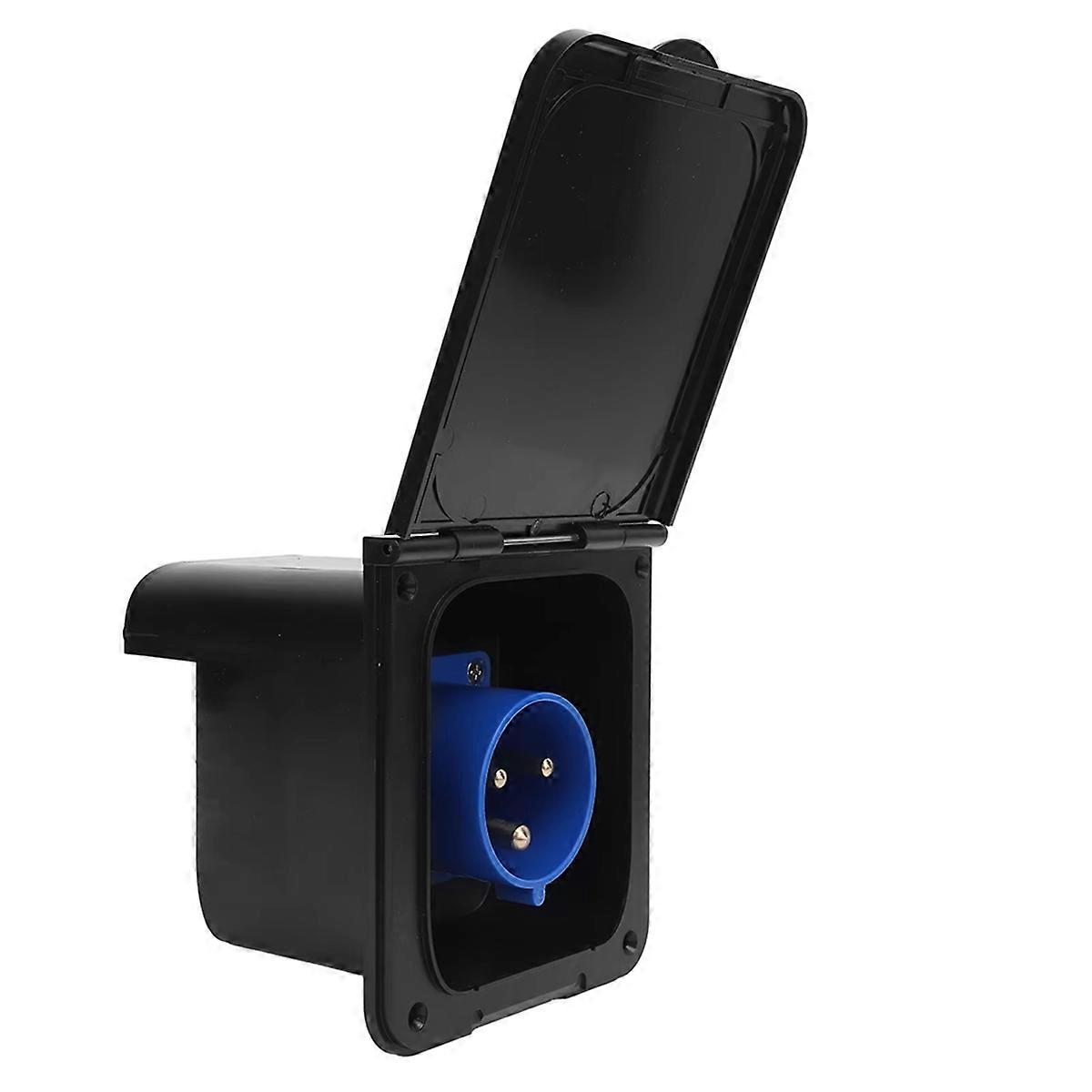 RV Power Inlet Socket 3 Pin 32A Flush Mount Waterproof Power Black