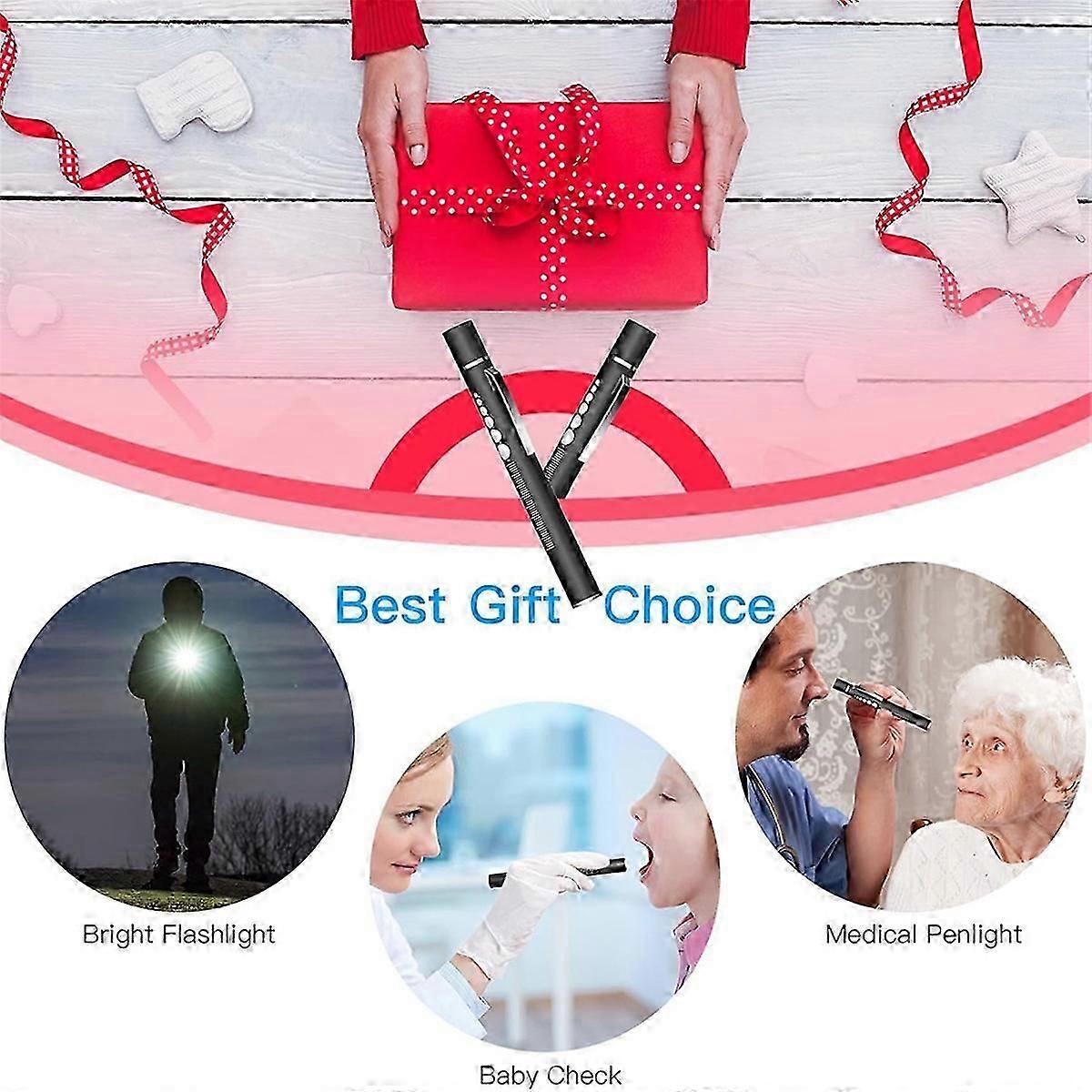 3 Rechargeable Penlights With Pupil Gauge & Ruler, For Nurses Doctors