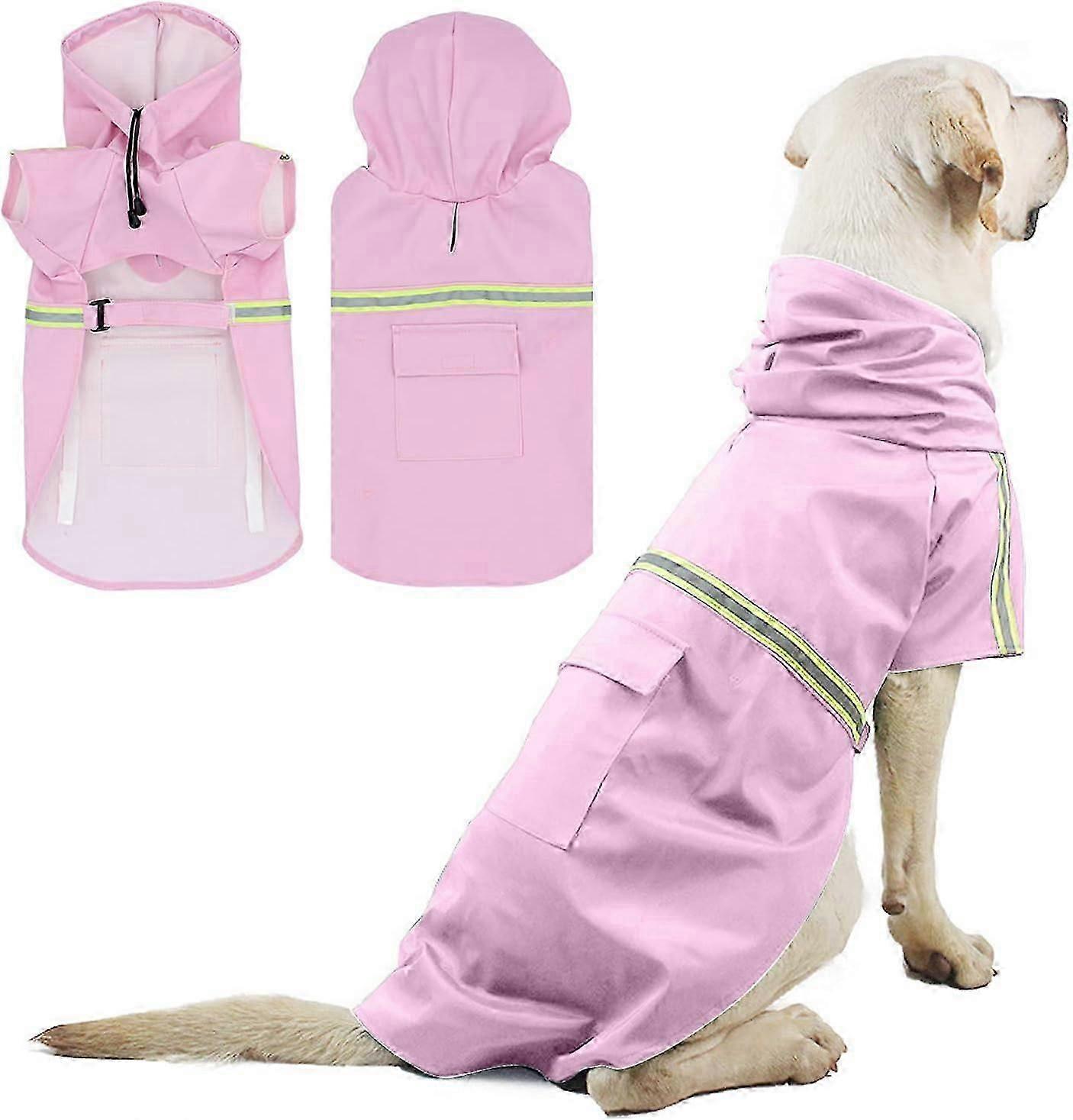Waterproof Dog Raincoat with Hood, Collar, and Harness Hole, Includes Convenient Storage Bag