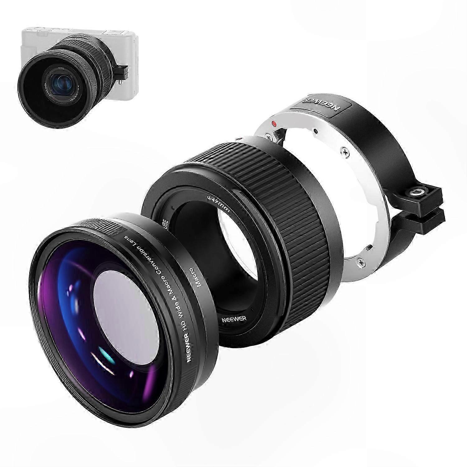 0.75X Wide Angle 10X Macro Conversion Lens for ZV1 Camera, 24mm to 18mm Adapter