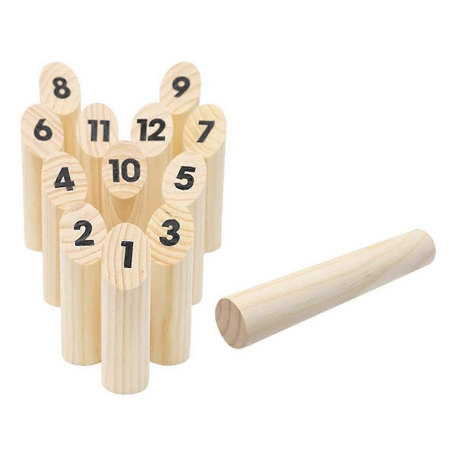 Wooden Numbered Block Tossing Game Throw Bowling Throwing Scatter Family Game Yard Game Set for Party Playground