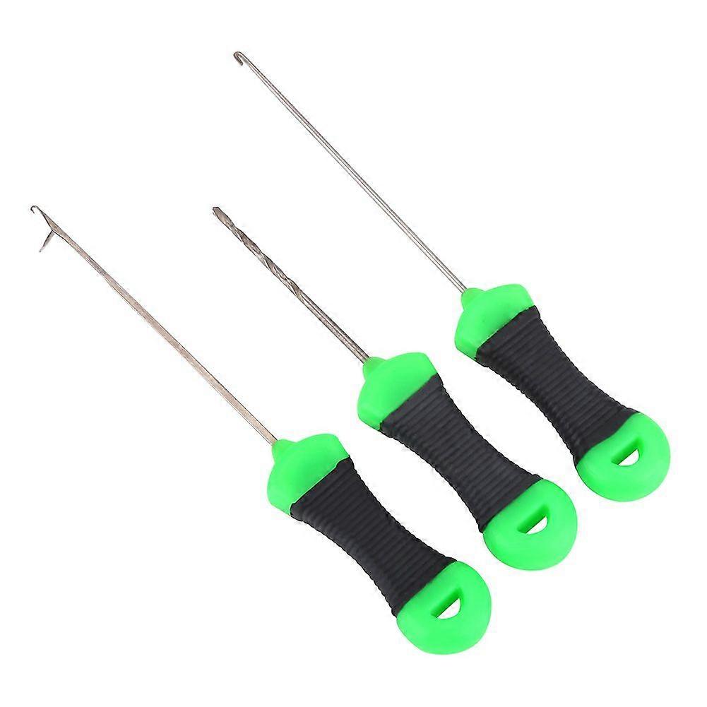 3Pcs Stainless Steel Carp Fishing Splicing Needle Baiting Hook Drill Rig Tools