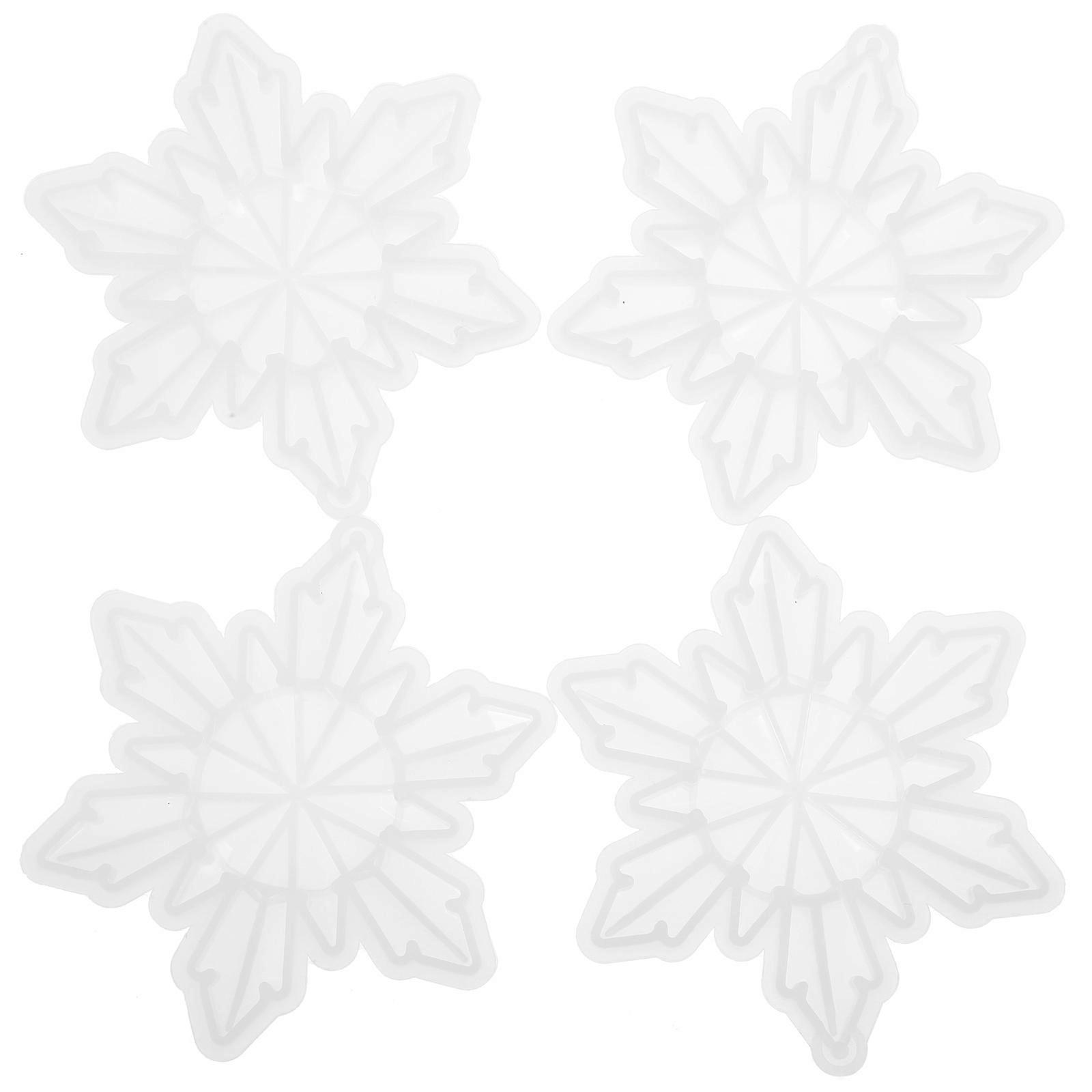 Snowflake Mold Silicone Casting Mold for DIY Use 4Pcs White Flexible Molds