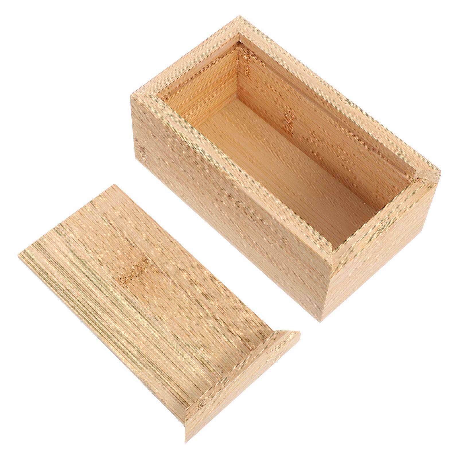 Rectangle Wooden Storage Box with Slide Lid for Keepsakes 3Pcs Light Yellow