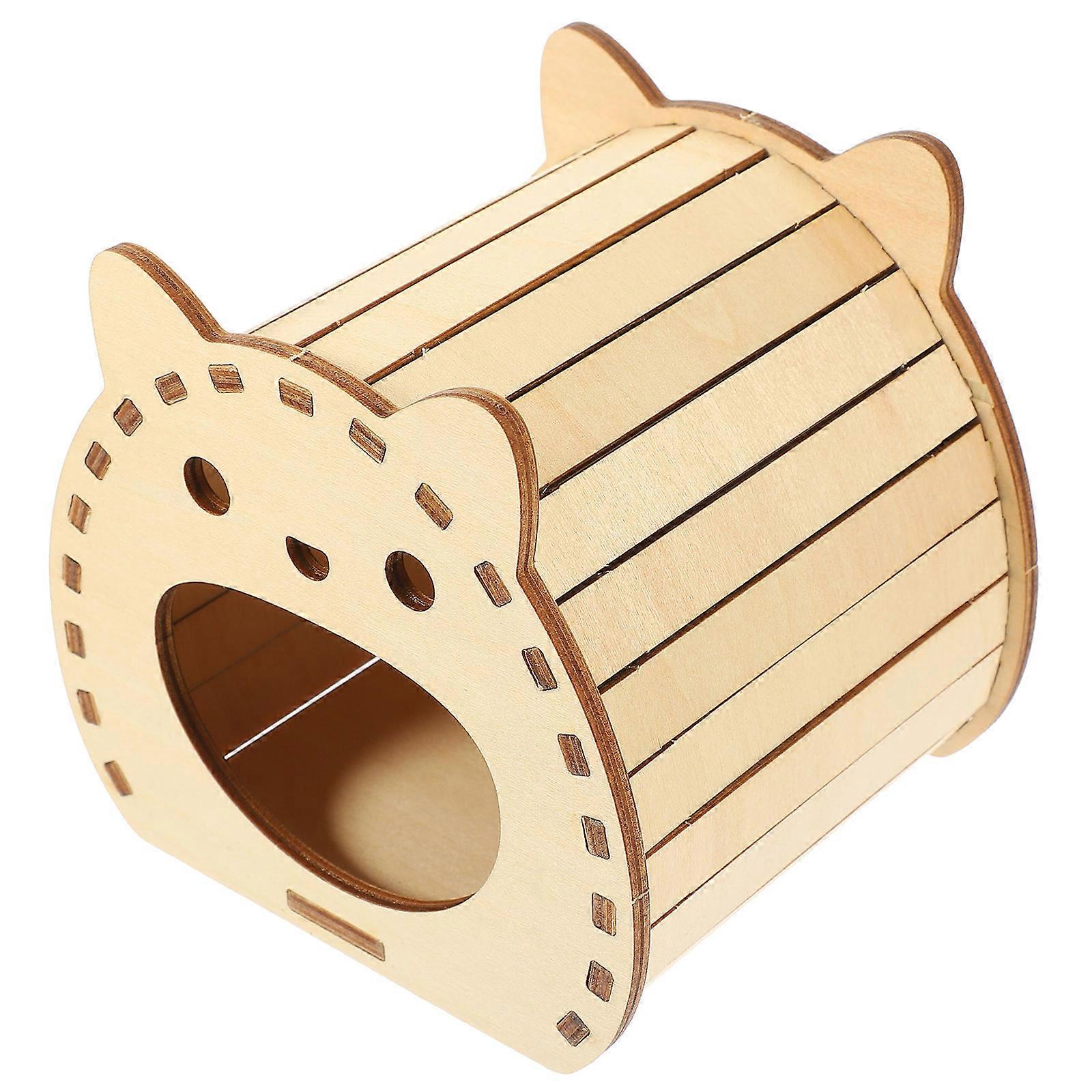 Wooden Hamster Hideout Self-Assembly Hut 3Pcs for Pet Rest and Play