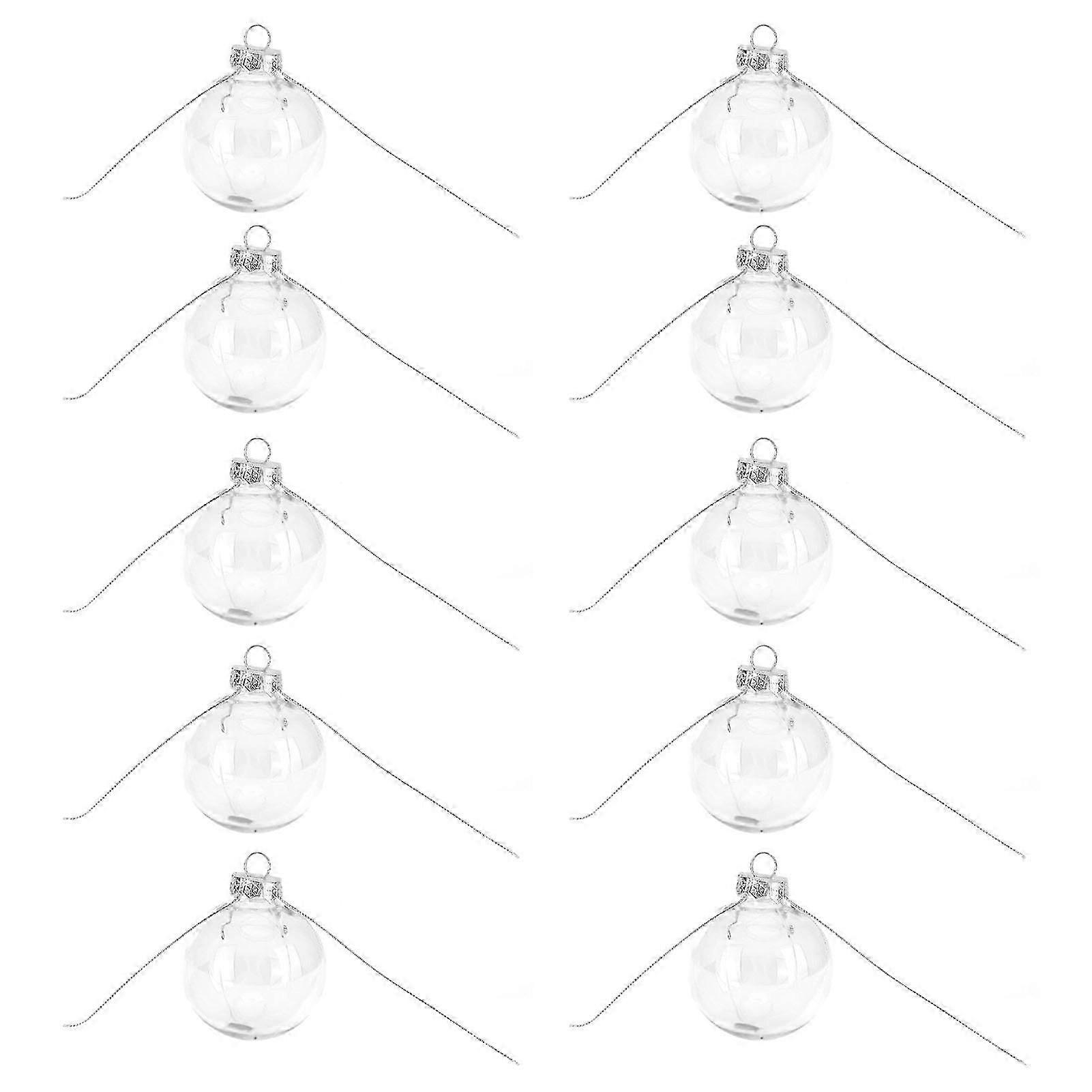 10Pcs/Set Decorative Hanging Ball Reusable Fillable Transparent Christmas Ball for Holiday Party8cm