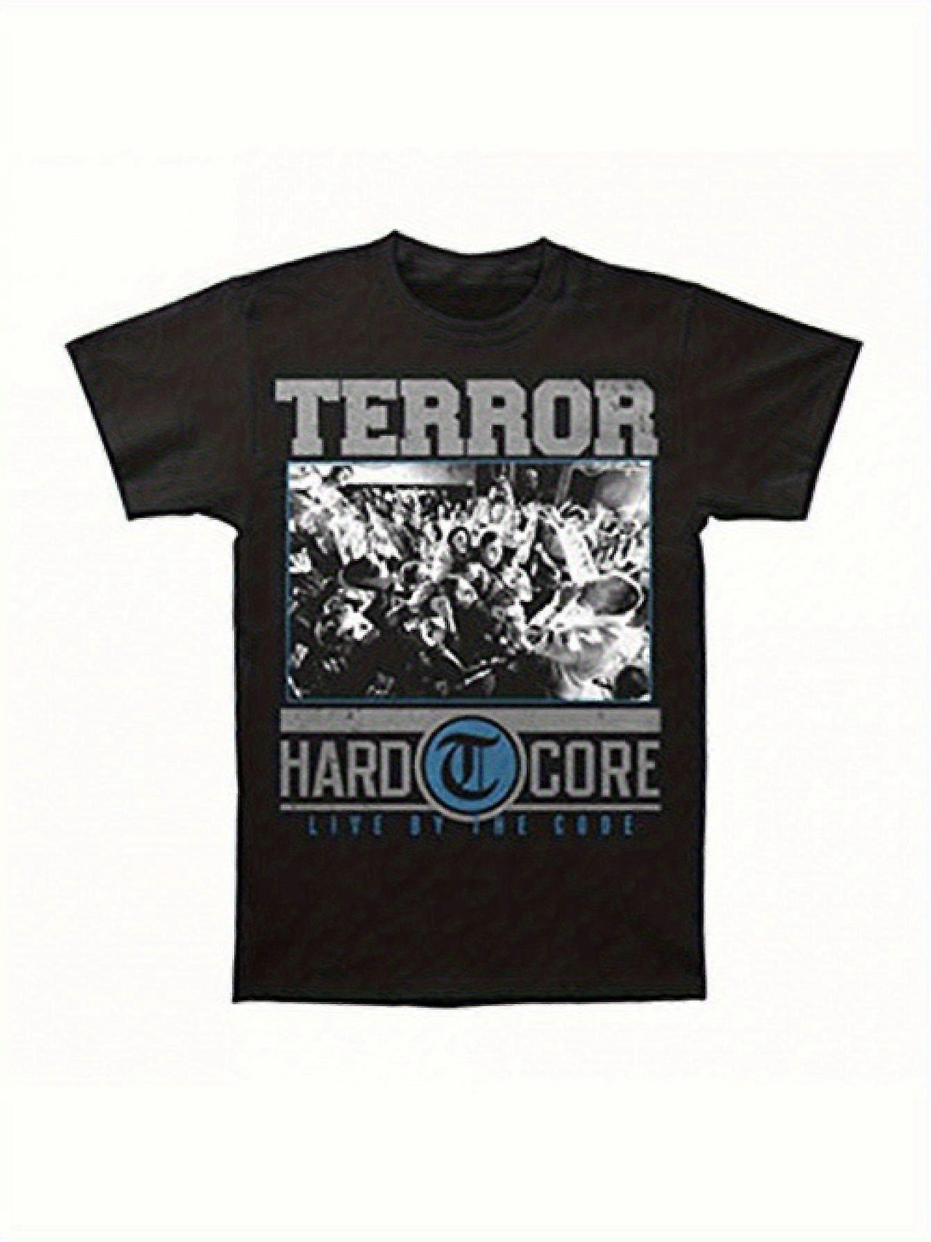 בגדי ריקוד גברים TERROR להקה הארדקור גראפי חולצת טריקו - 2XL שחור משקל כבד כותנה טי שירט עם לבן וכחול מודגש הדפס לוגו, להקת מוזיקה עצבנית D-SWRYI276