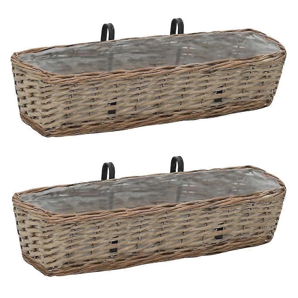 Balcony Planter 2 Pcs Wicker With Pe Lining 60 Cm