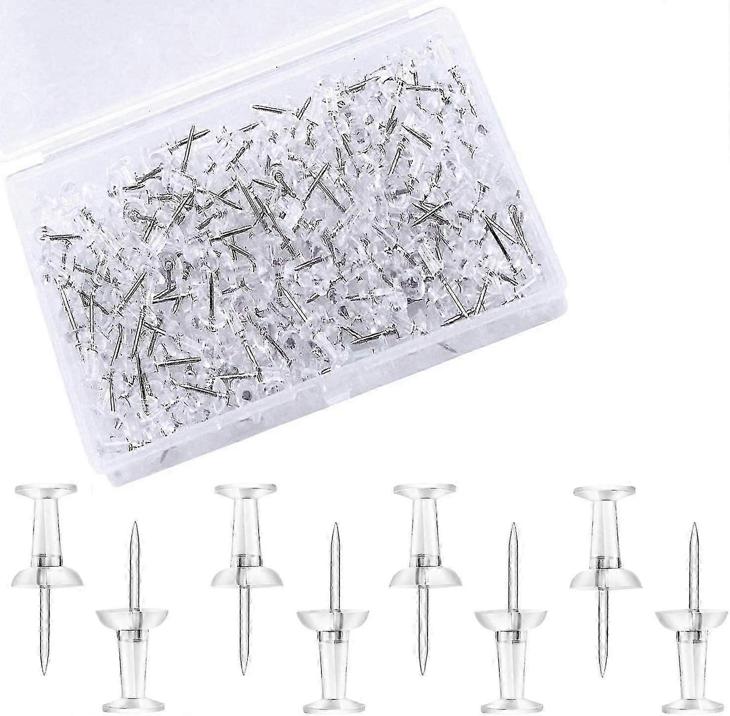 Clear Push Pins Thumbtacks Drawing Pins For Walls Notice Board Pins Clear Drawing Pins For Fixing, Bulletin Board Pushpins (100 Pcssilver)