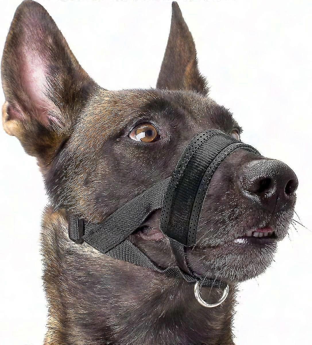 Naylon Yumuşak Köpek Ağızlığı, Isırık Önleyici, Havlama Önleyici, Çiğneme Önleyici, Ayarlanabilir Halka (XL, Siyah)