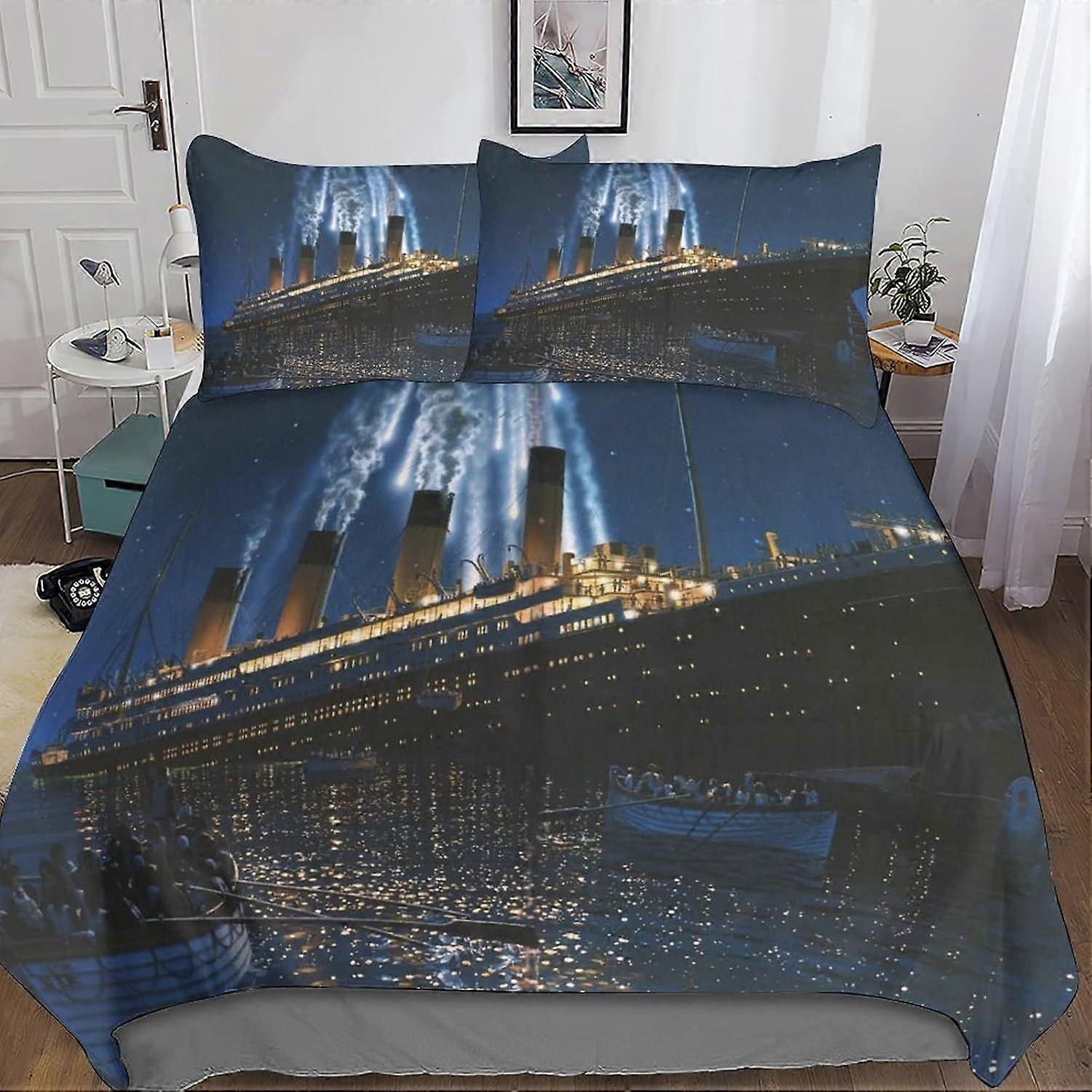 G94 Titanic 3D Print Quilt Cover Duvet Cover Set Single Print Duvet Bedding Set Bedding Set Soft Jack And Rose Motion Picture Pattern Lightweight Micr