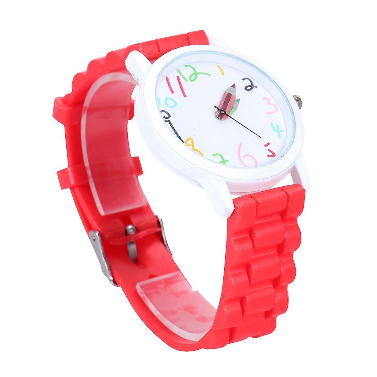 Silicone Watch Cartoon Children Pencil Pointer for Kids 3Pcs Red Wristband