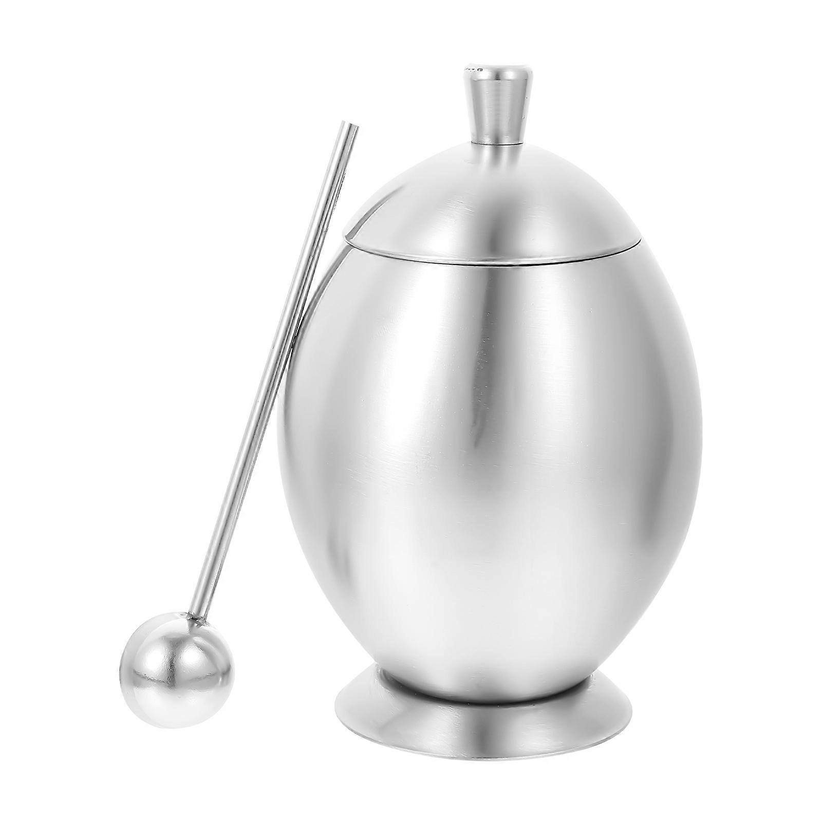 Sugar Storage Jar Stainless Seasoning Container with Spoon for Kitchen 1Set