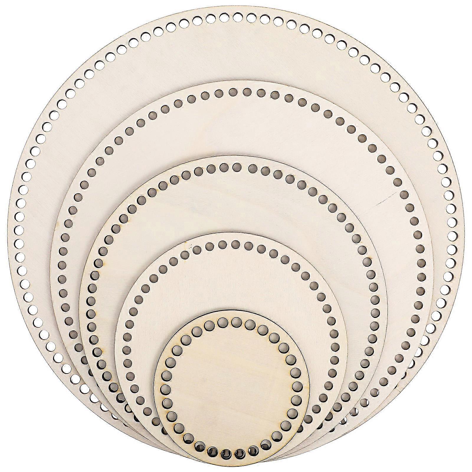 Crochet Bag Bases 5Pcs Round Design Wooden Material Light Brown Suitable for Craft Projects and Diy Activities