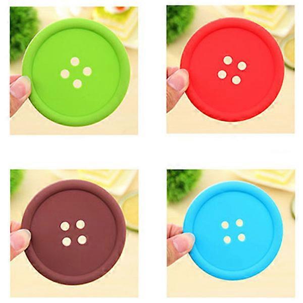 Cup Coasters for Desk Silicone Round Button Shape 5Pcs Pack