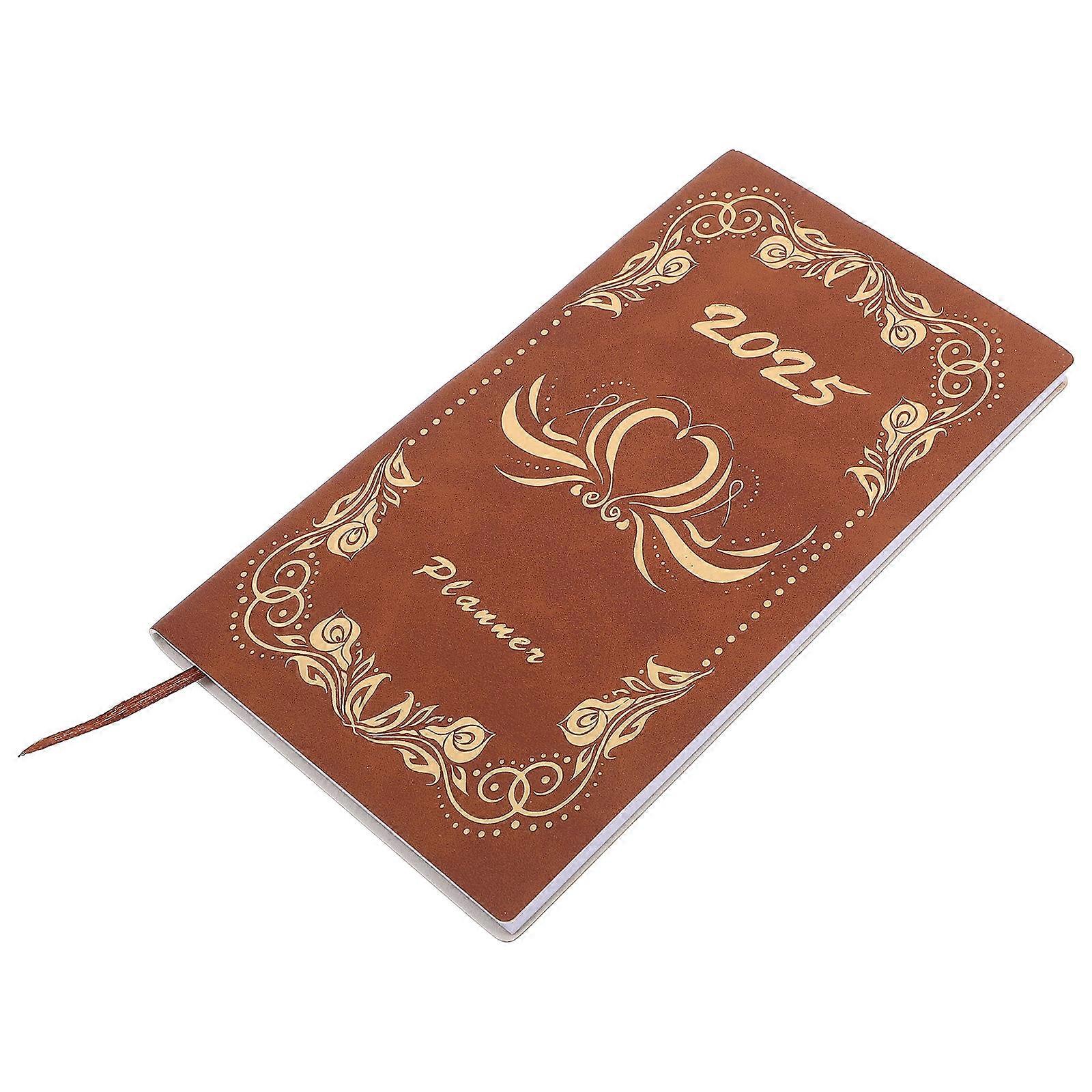 Brown Planner Notebook for Daily Planning 2Pcs Portable Schedule Book