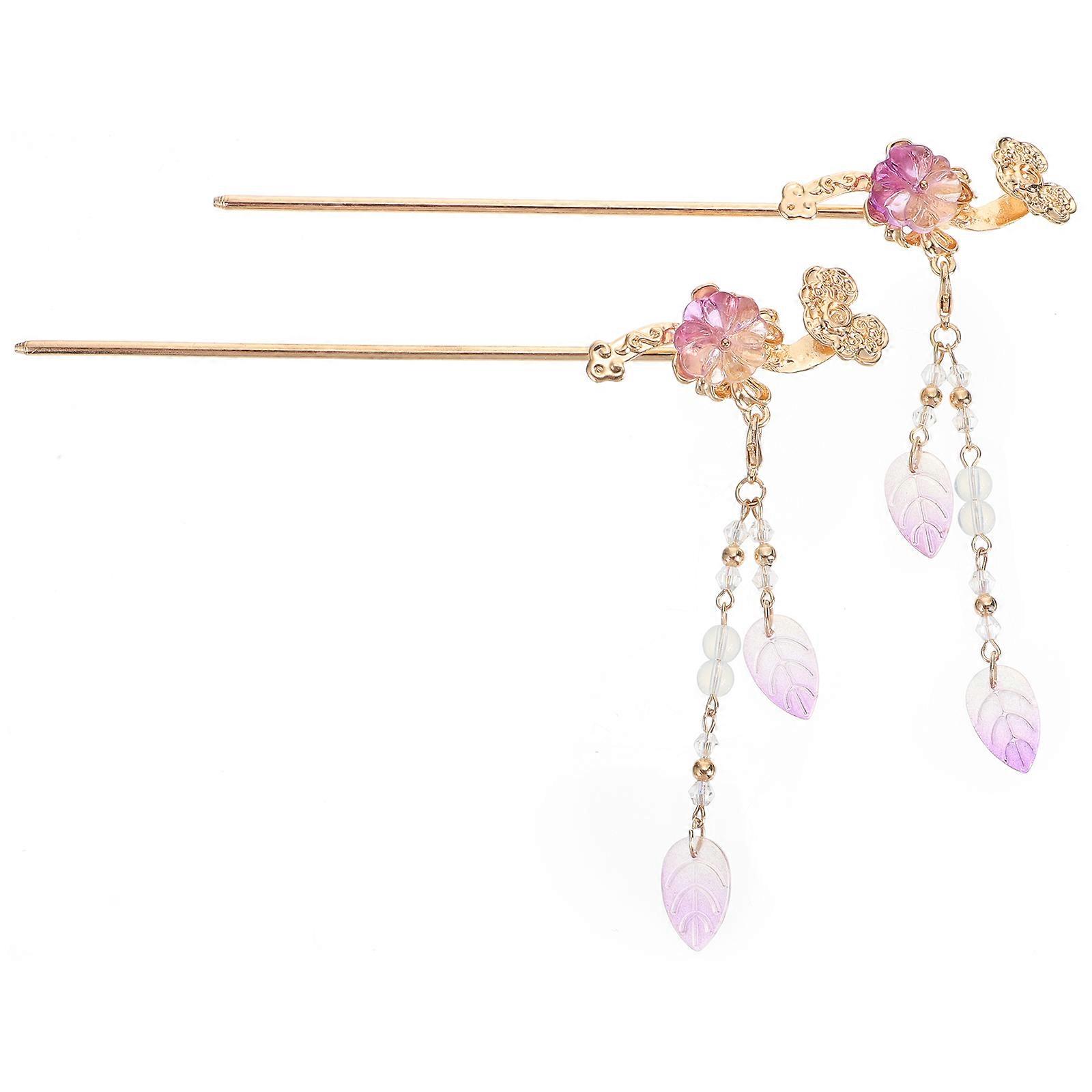 Multi-Functional Chinese Style Hair Stick for Hair Styling 4Pcs Violet