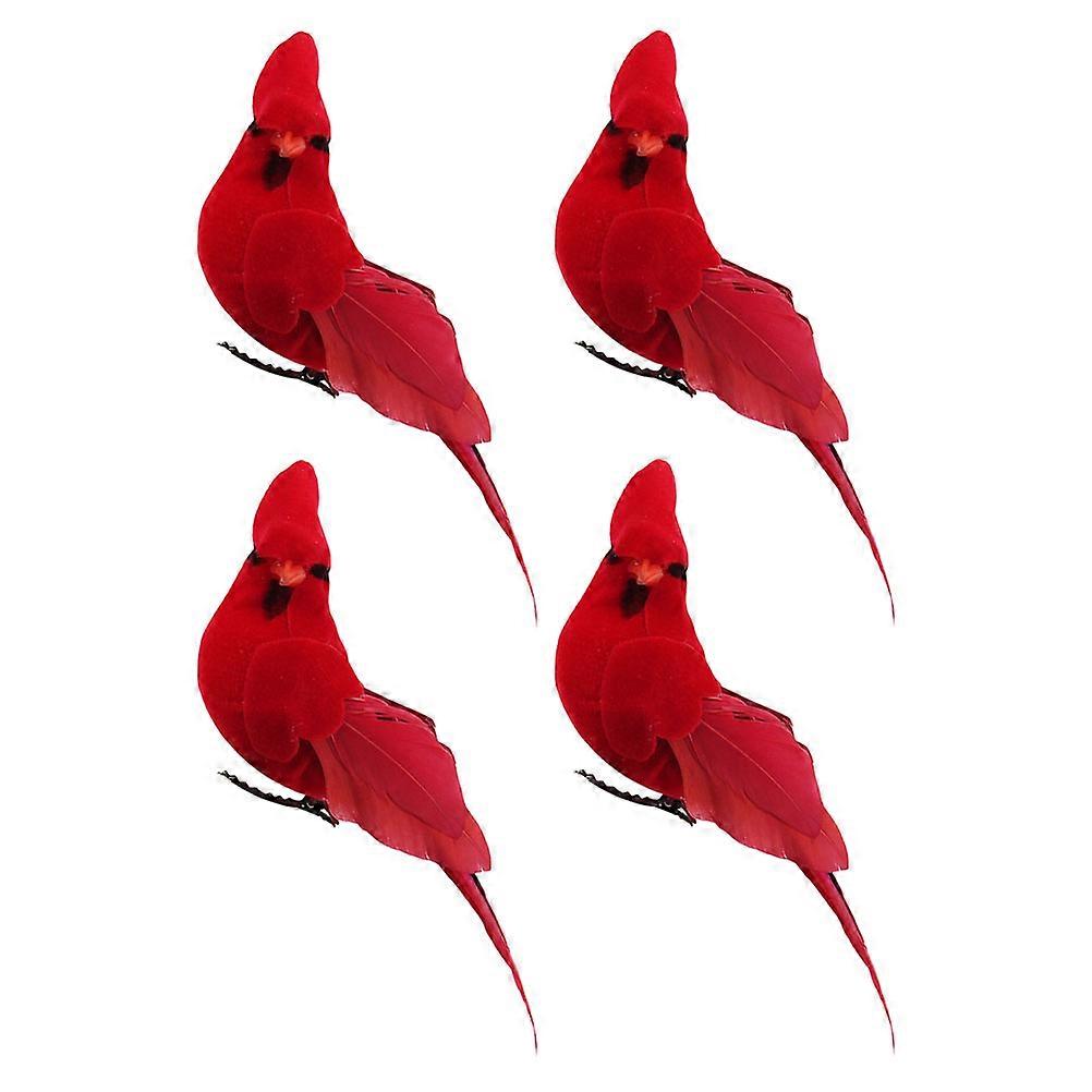 Red Artificial Bird Models for Decoration 16Pcs with Clips Pack