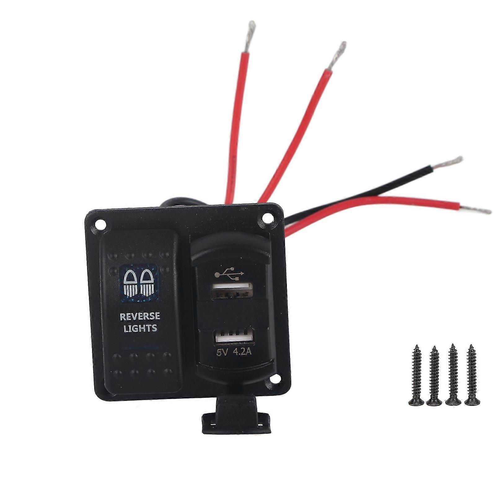 12/24V Rocker Switch Panel 2 USB Charger with Digital Voltmeter for Car RV Marine Boat Bus 2025