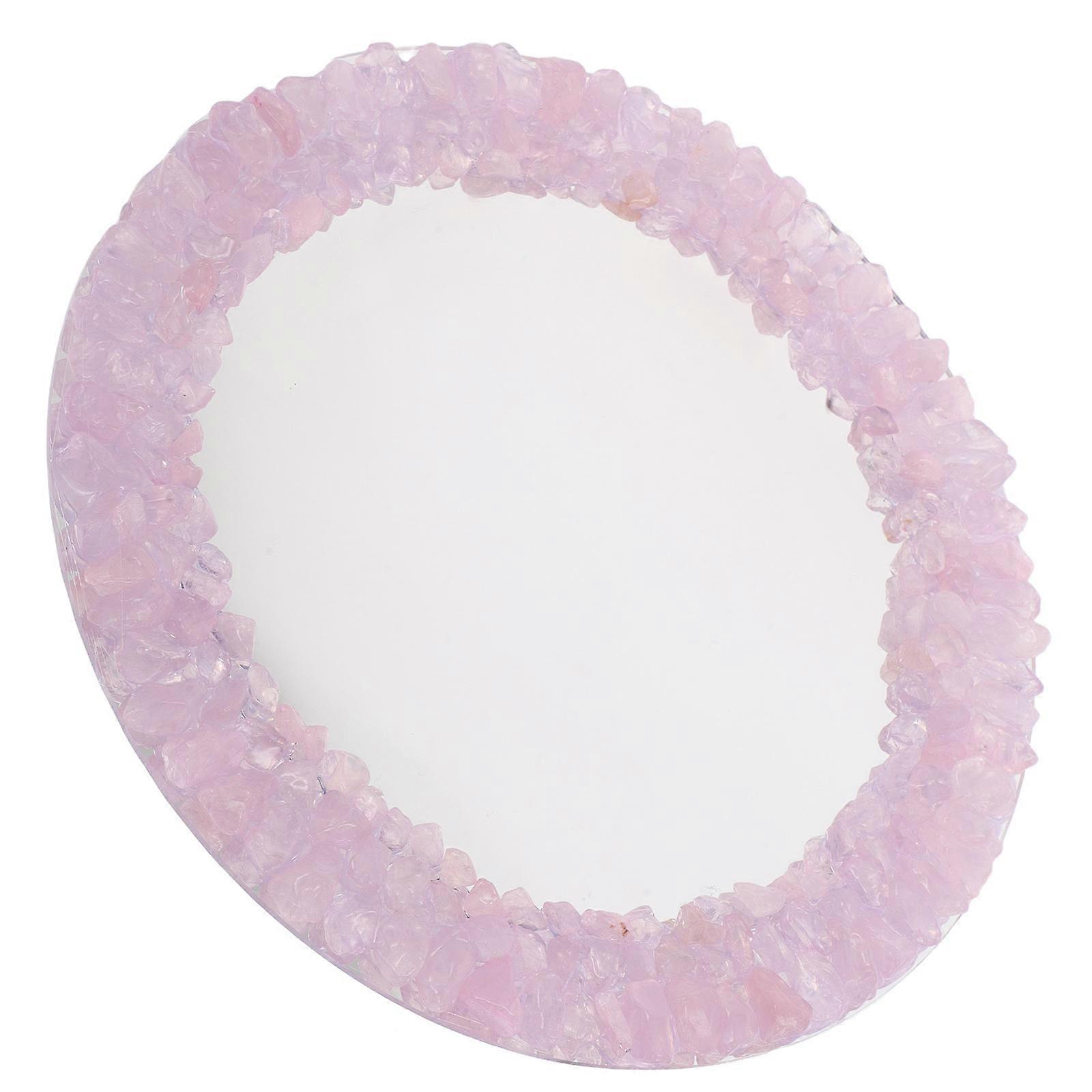 Crystal Stone Decorative Mirror for Makeup Vanity 3Pcs Portable Pink Set