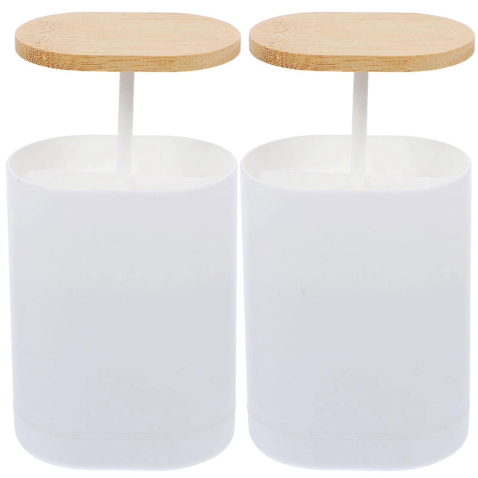White Press-Type Toothpick Box 4Pcs Automatic Dispenser for Storage