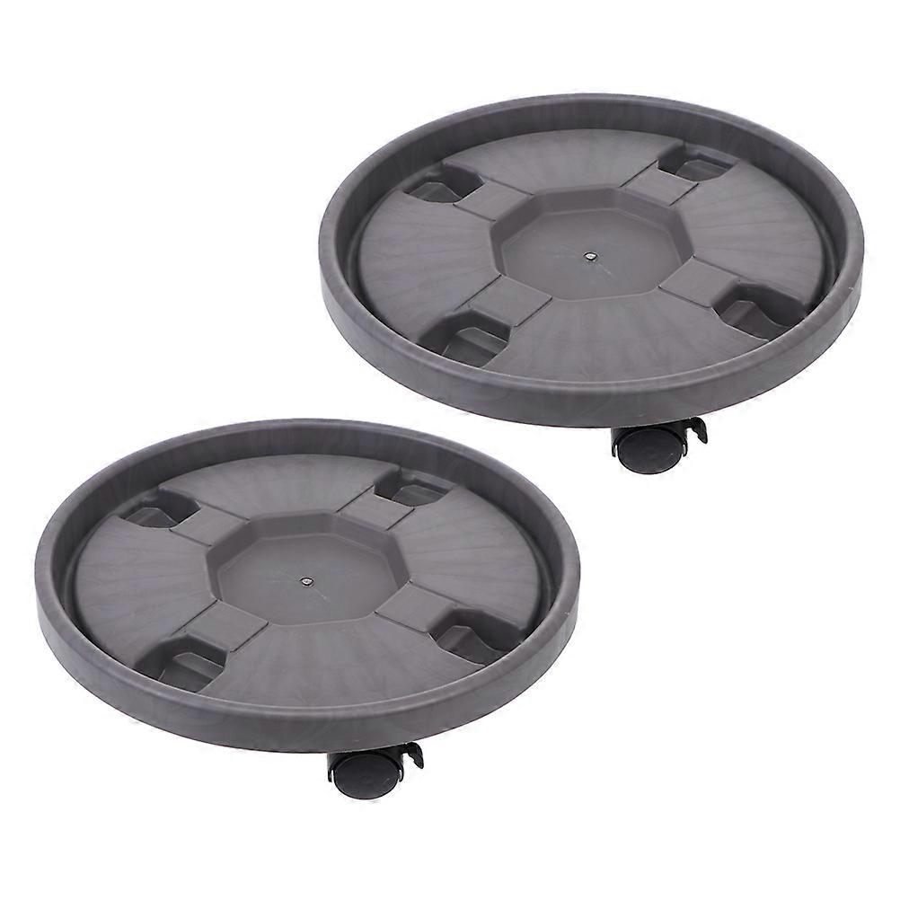 Movable Flower Pot Stand 2Pcs With 360 Degree Mobility For Room Office Use In Grey Color