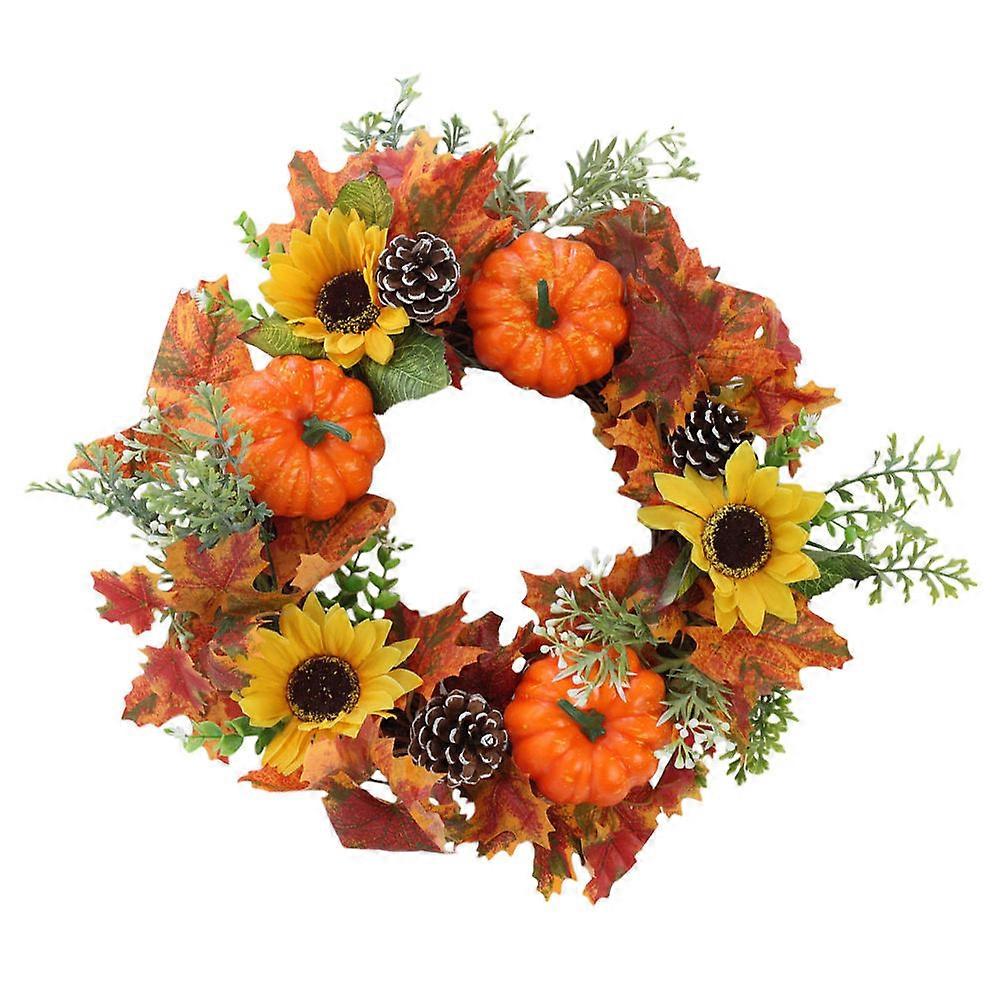 Pumpkin Wreath Decor Thanksgiving Day Simulation Decorative Wreath 2Pcs