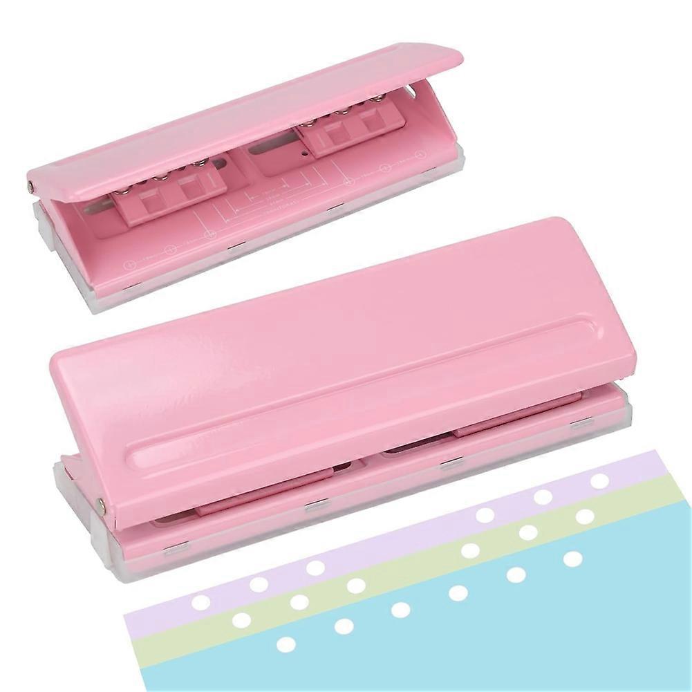 Adjustable 6-Hole Punch - Metal Hole Puncher for A4/A5/A6, 6-Ring Binder Puncher, Non-Slip Base, with Ruler & Hole Guide