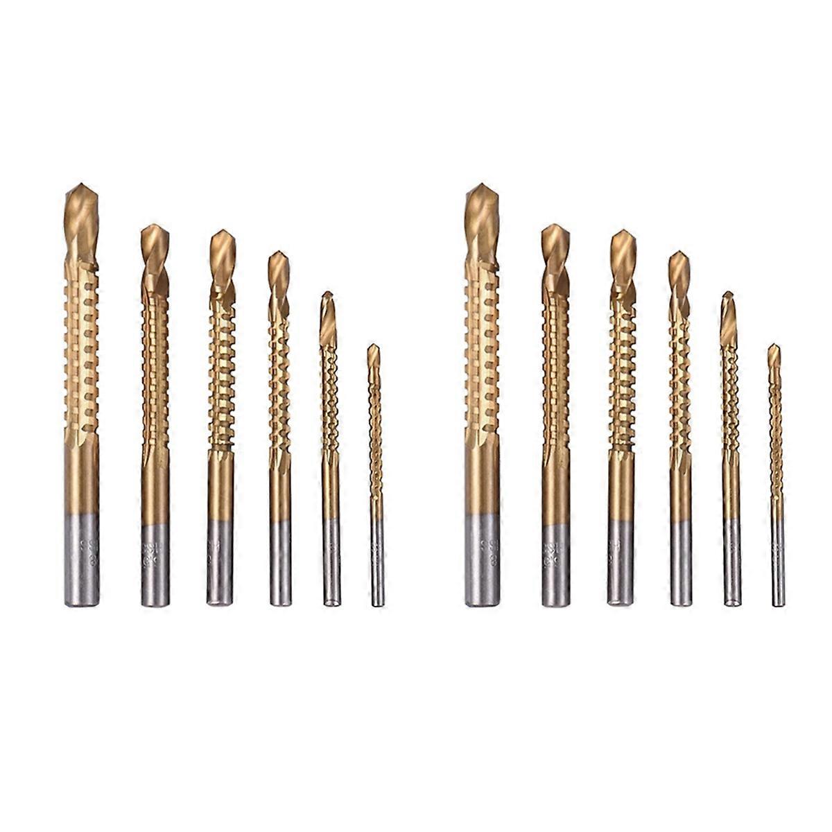 6Pcs Titanium Drill Saw Bit Set, HSS Drilling, 3-8mm Drill Bits Kit
