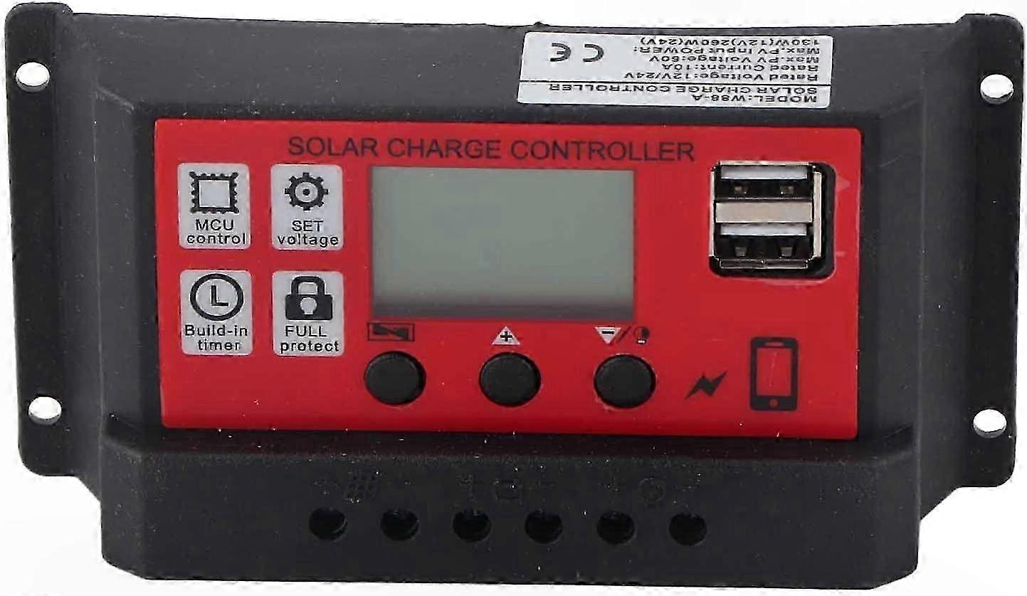 12V/24V Auto PWM Solar Charge Controller with LCD Display, Dual USB Ports, Adjustable Regulator for Solar Power Systems