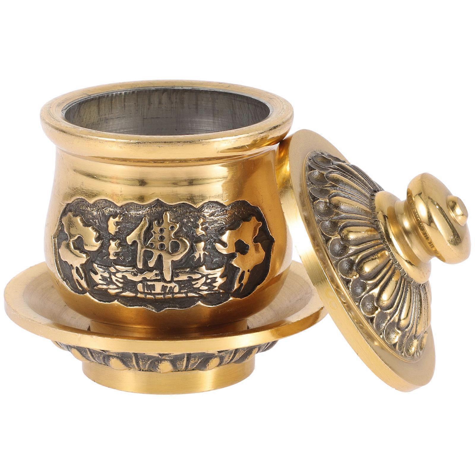 Temple Copper Cup Water Offering Cup for Buddhist Ritual 5Pcs Set